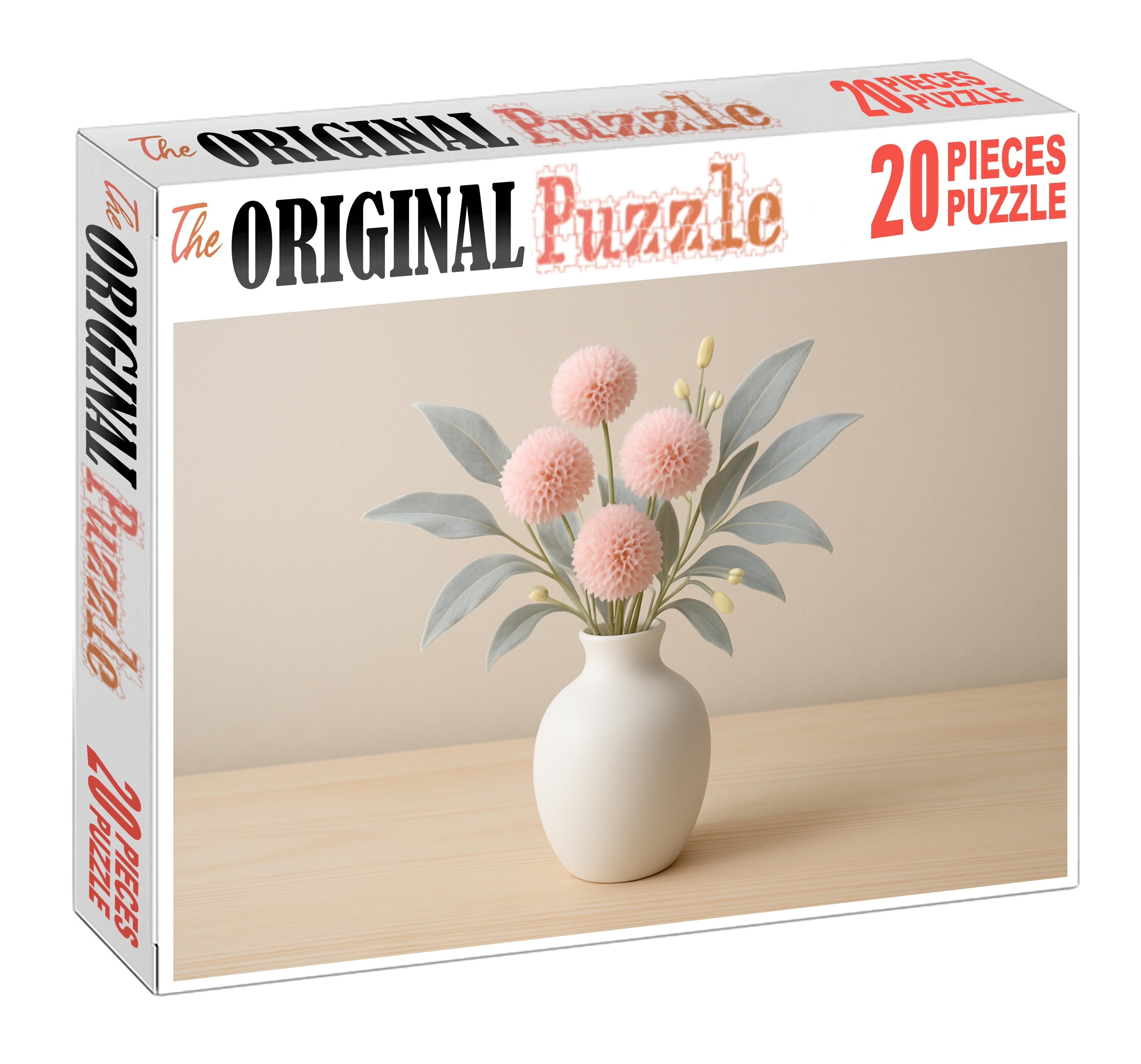 Blush Charm Vase Soft Pink Blooms With Silvery Leaves Family Puzzles