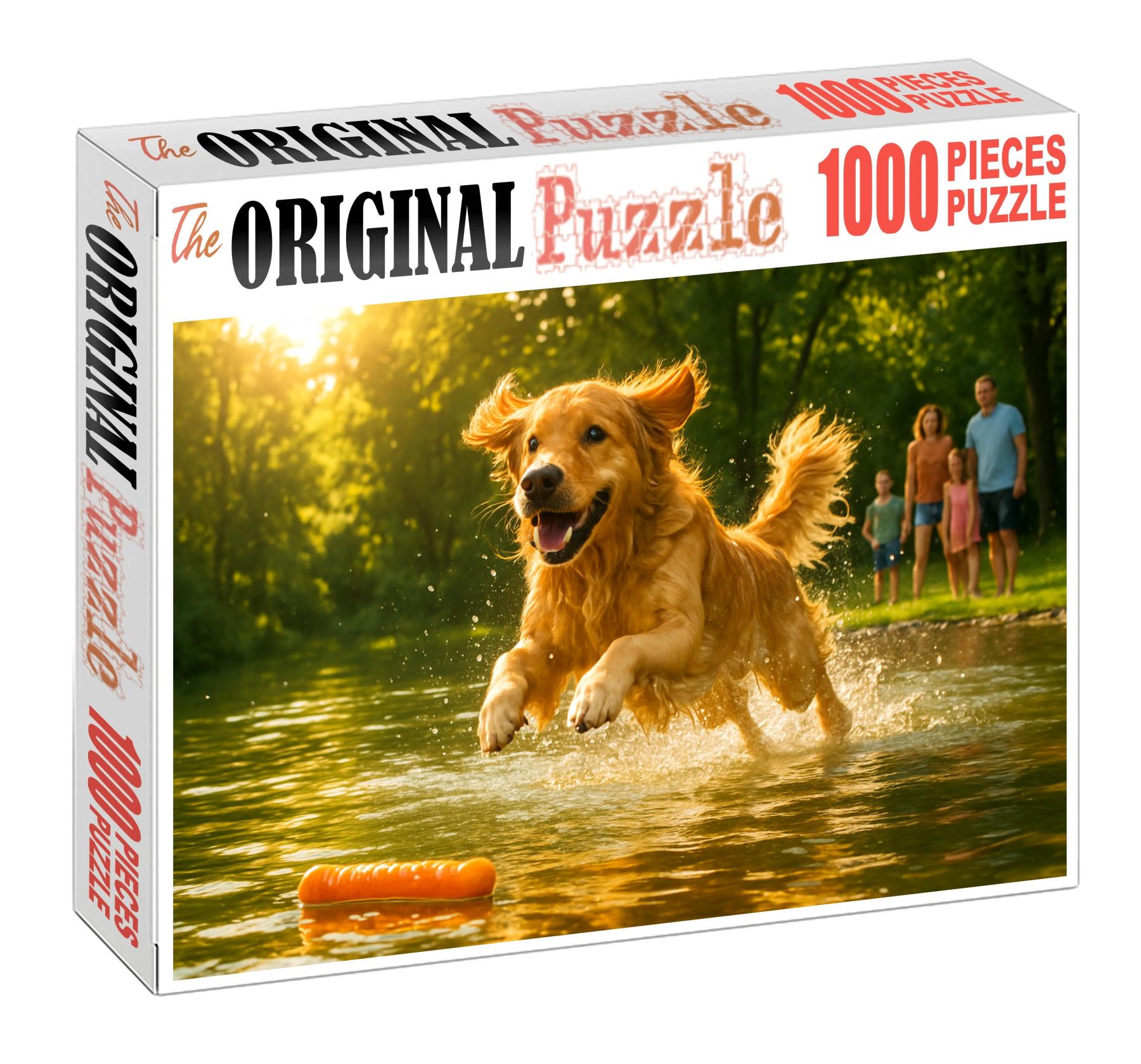 Amber Glow Warm-toned Retriever With Friendly Disposition Custom Jigsaw Puzzle