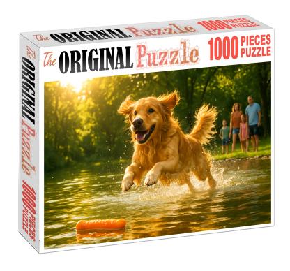 Amber Glow Warm-toned Retriever With Friendly Disposition Custom Jigsaw Puzzle