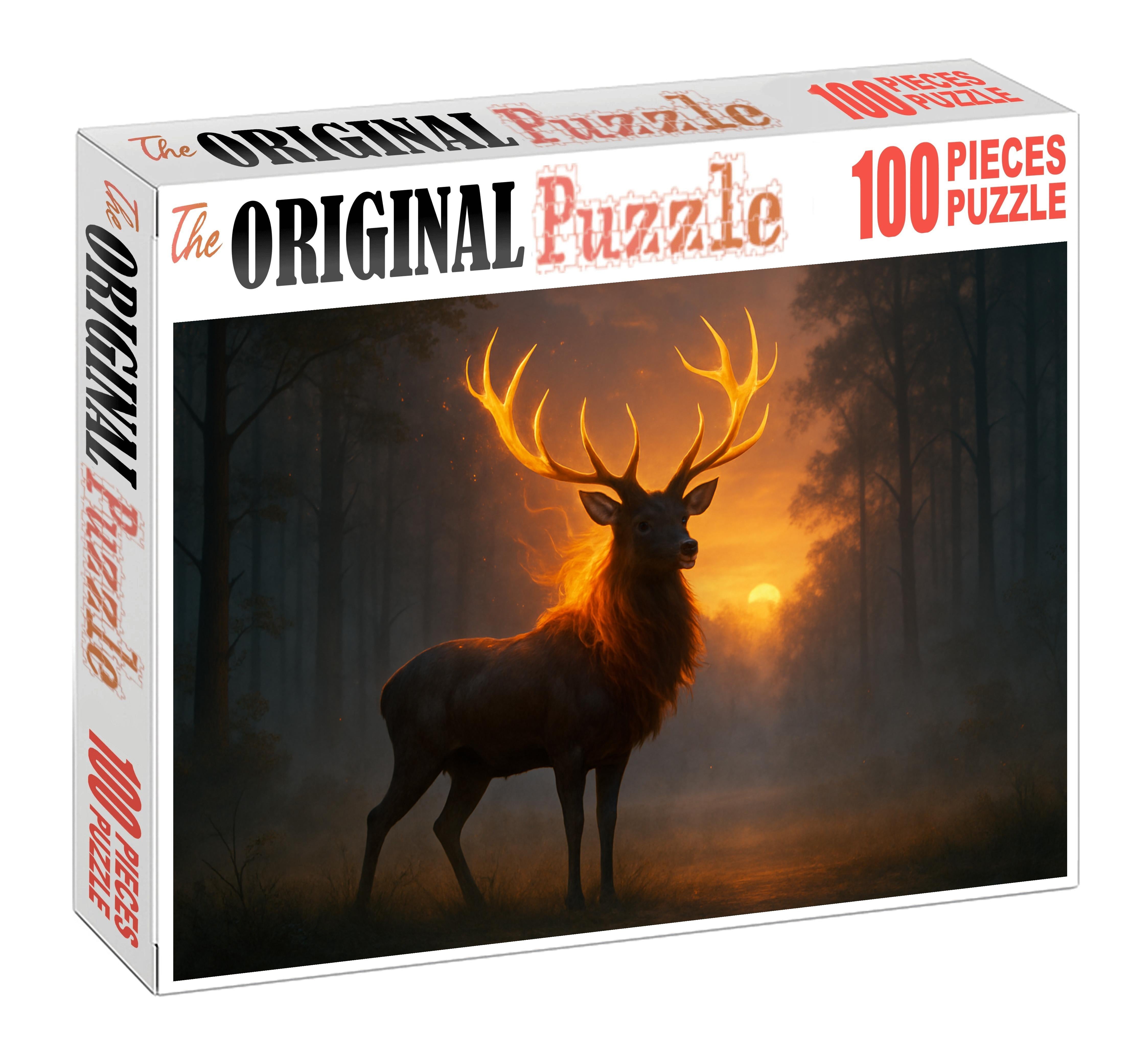 Gilded Embermane Stag Unique Puzzle Design