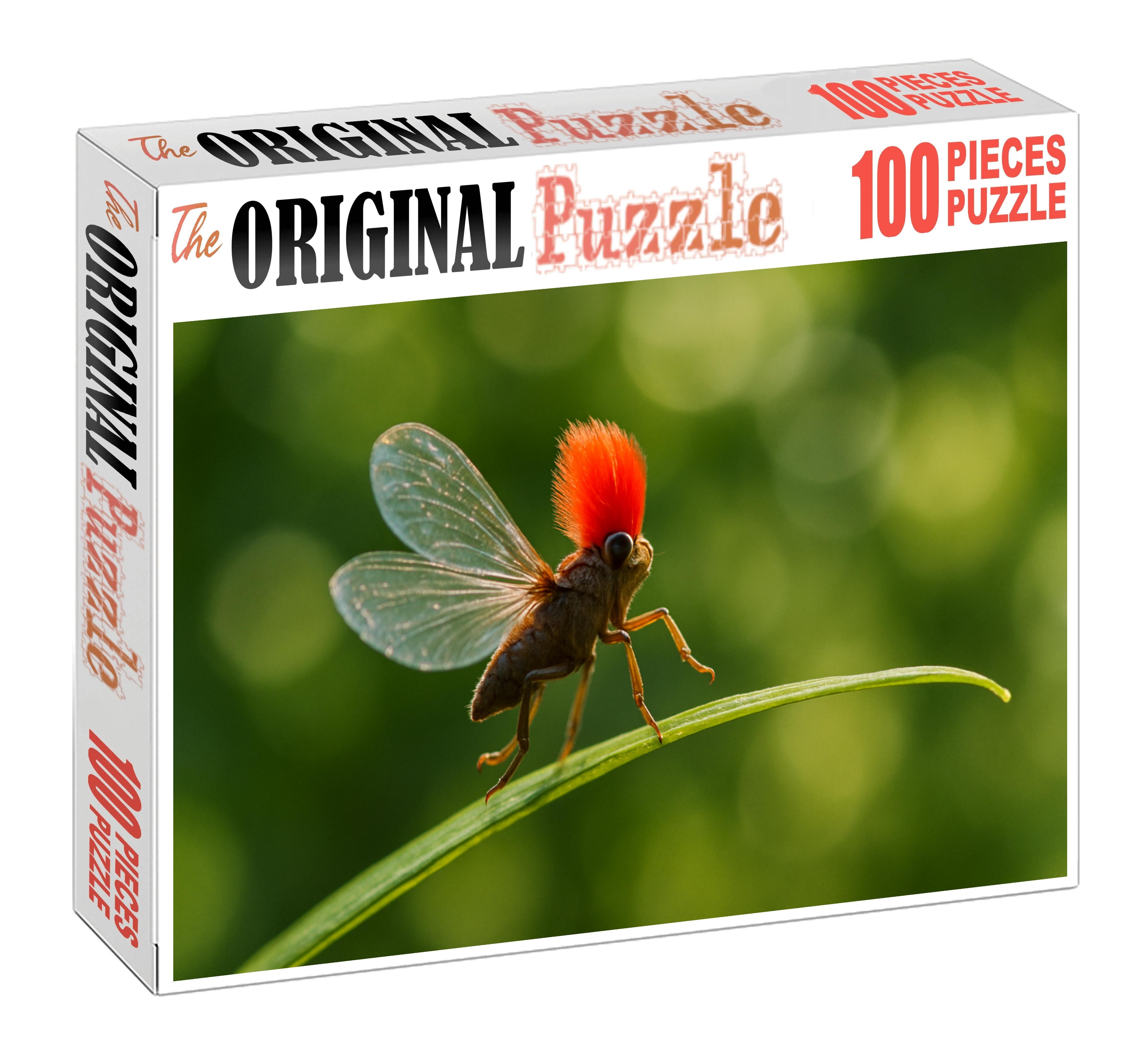 Crimson Crest Hopper Vibrant Canopy Insect With Extraordinary Jumping Power 200 Piece Puzzle