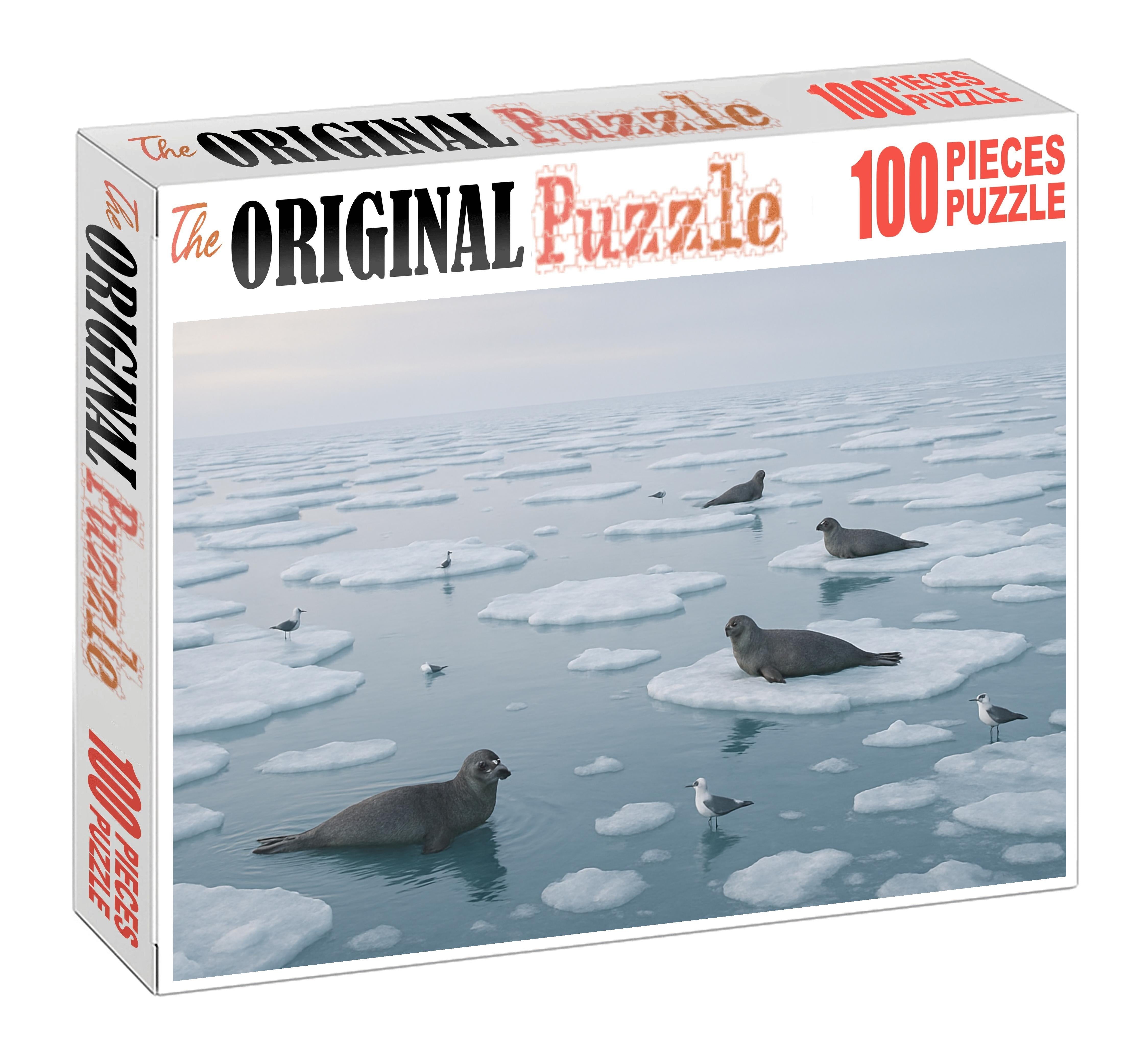 Frost Edge Drift Icy Surface Floes In Pale Winter Light 20 Piece Puzzle