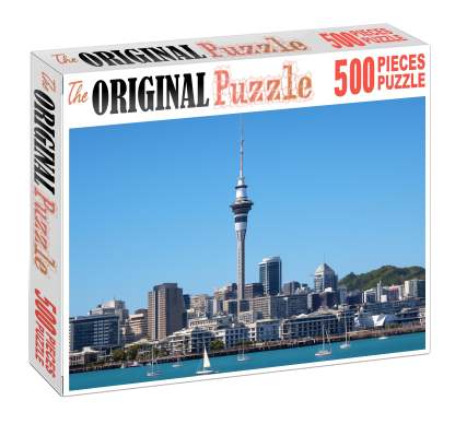 Auckland Waterfront Skyline New Zealands Leading Harbor City Silhouette 300 Piece Puzzle