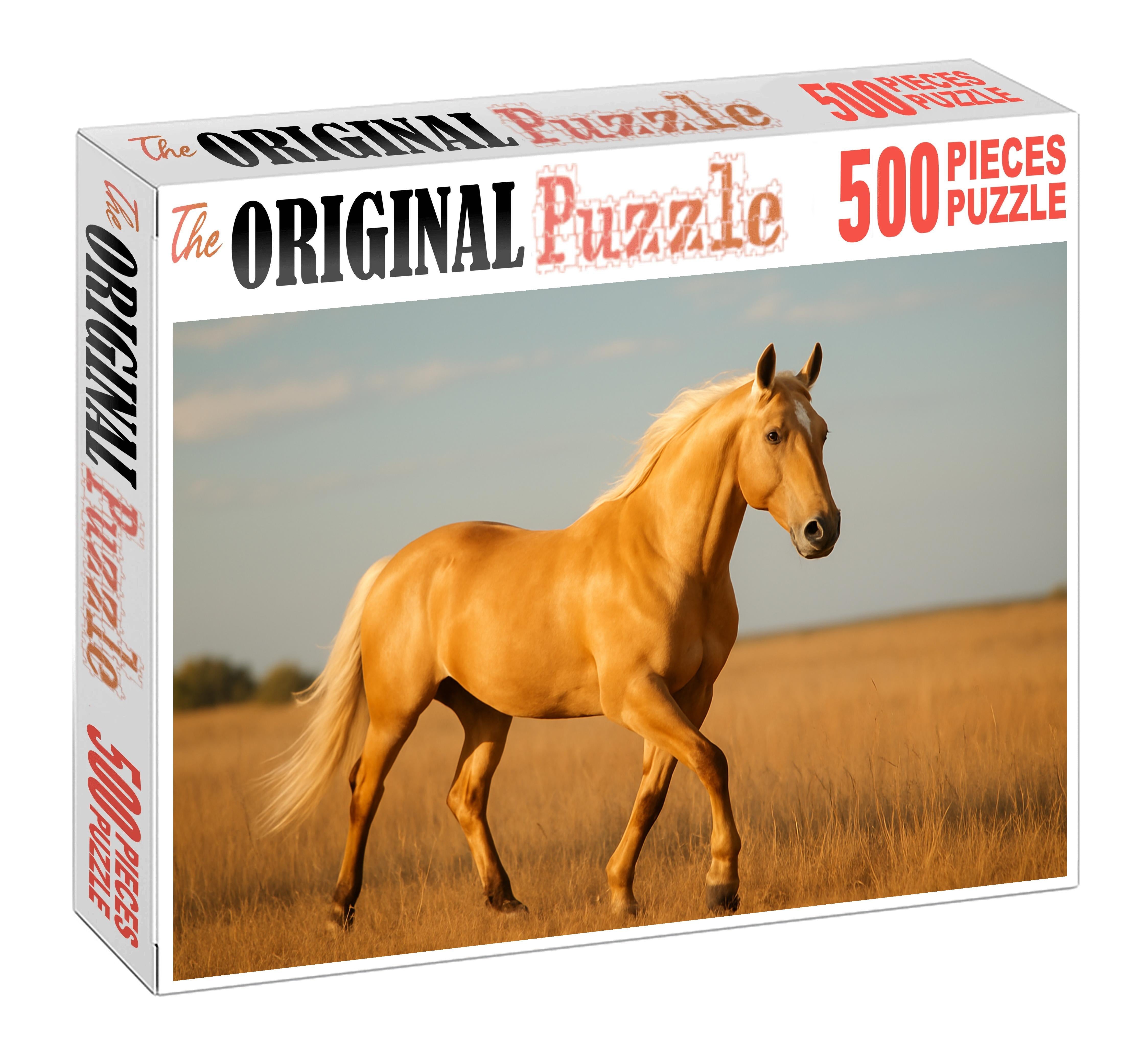 Golden Horizon Radiant Palomino Gelding With Fluid Movement Puzzle For Adults