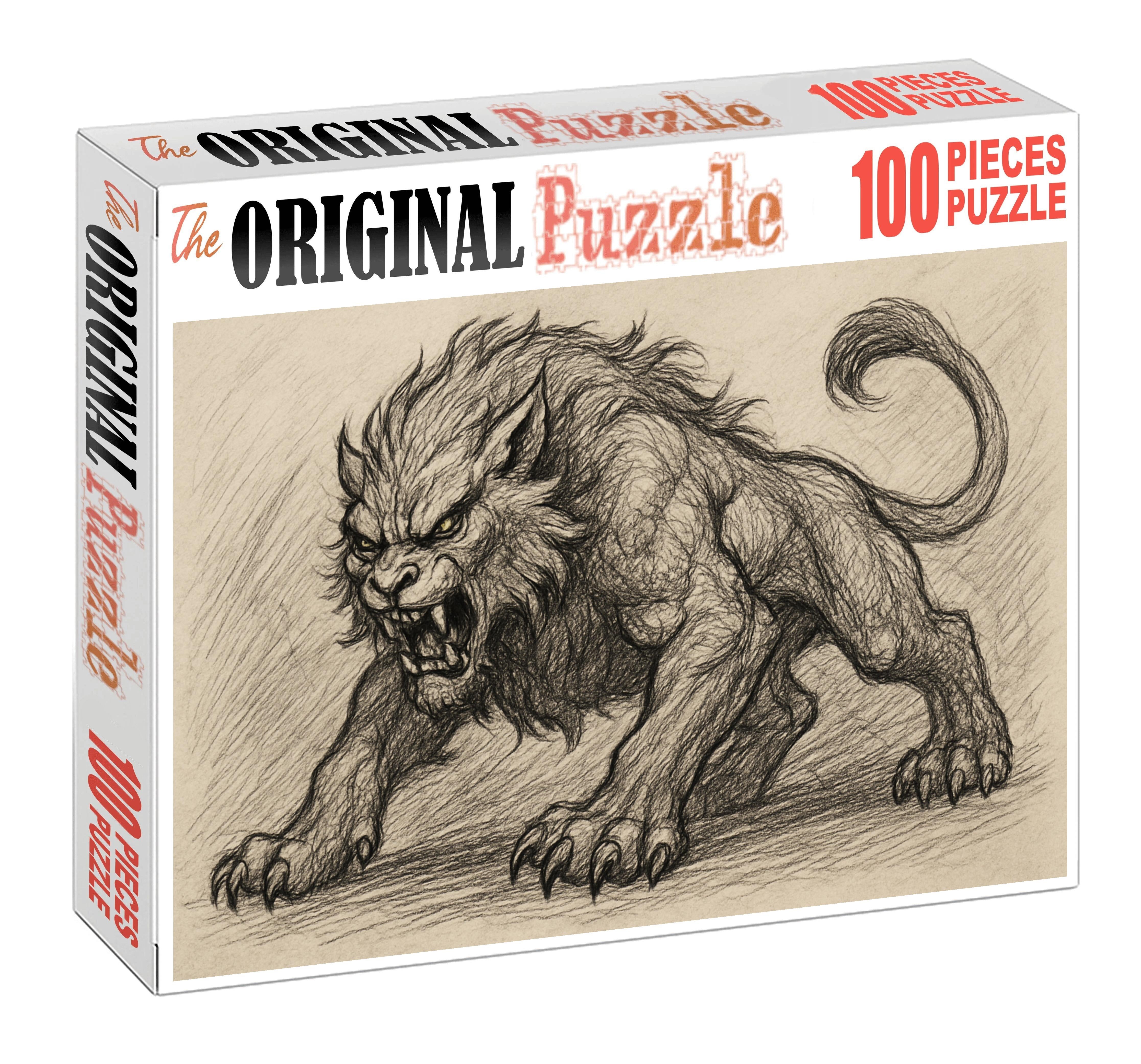 Mythical Beast Concept Sketch Energetic Graphite And Ink Overlay Puzzle Challenge