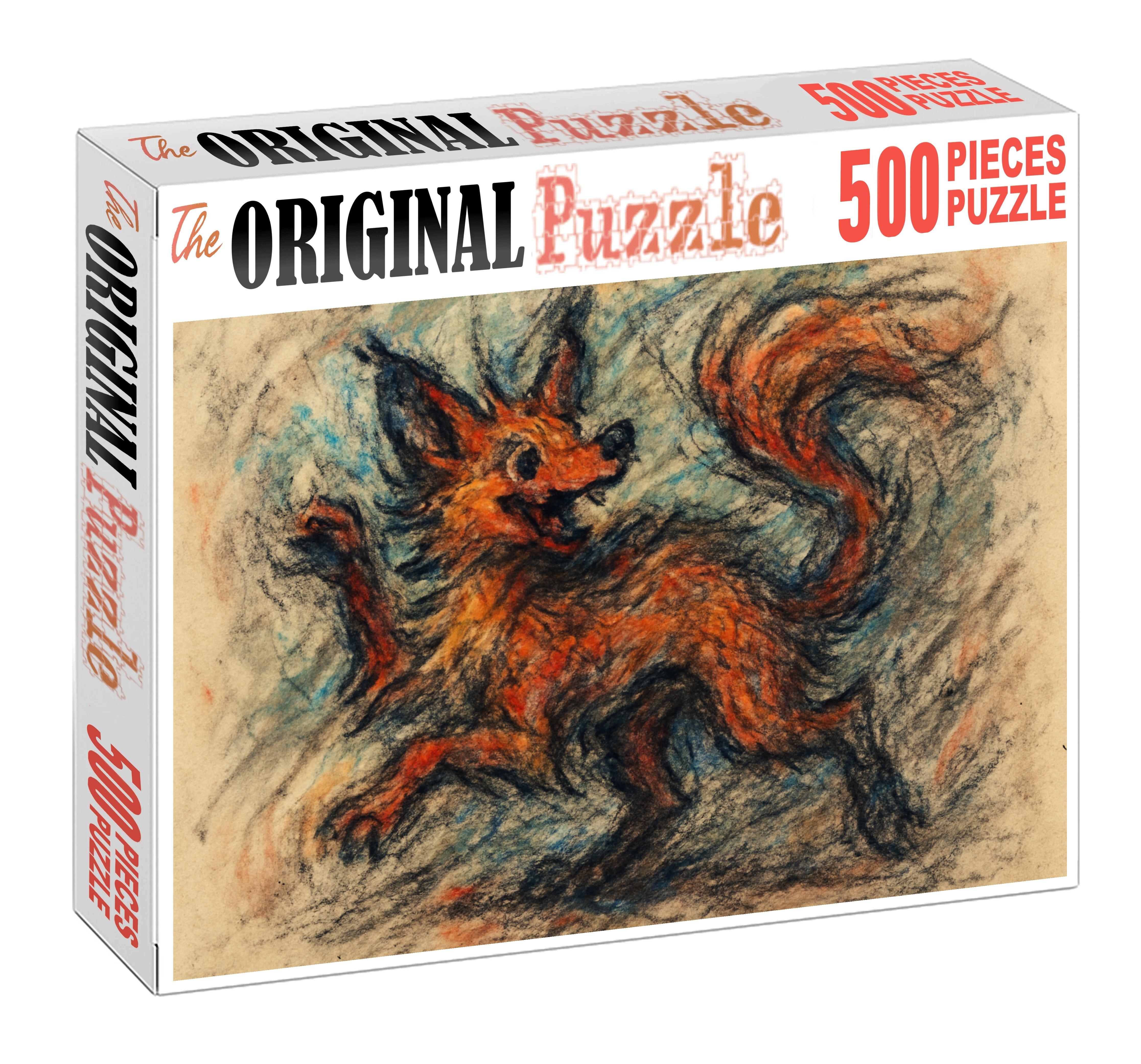 Whimsical Creature Design Loose Charcoal Sketch With Expressive Gestural Lines Mini Puzzle