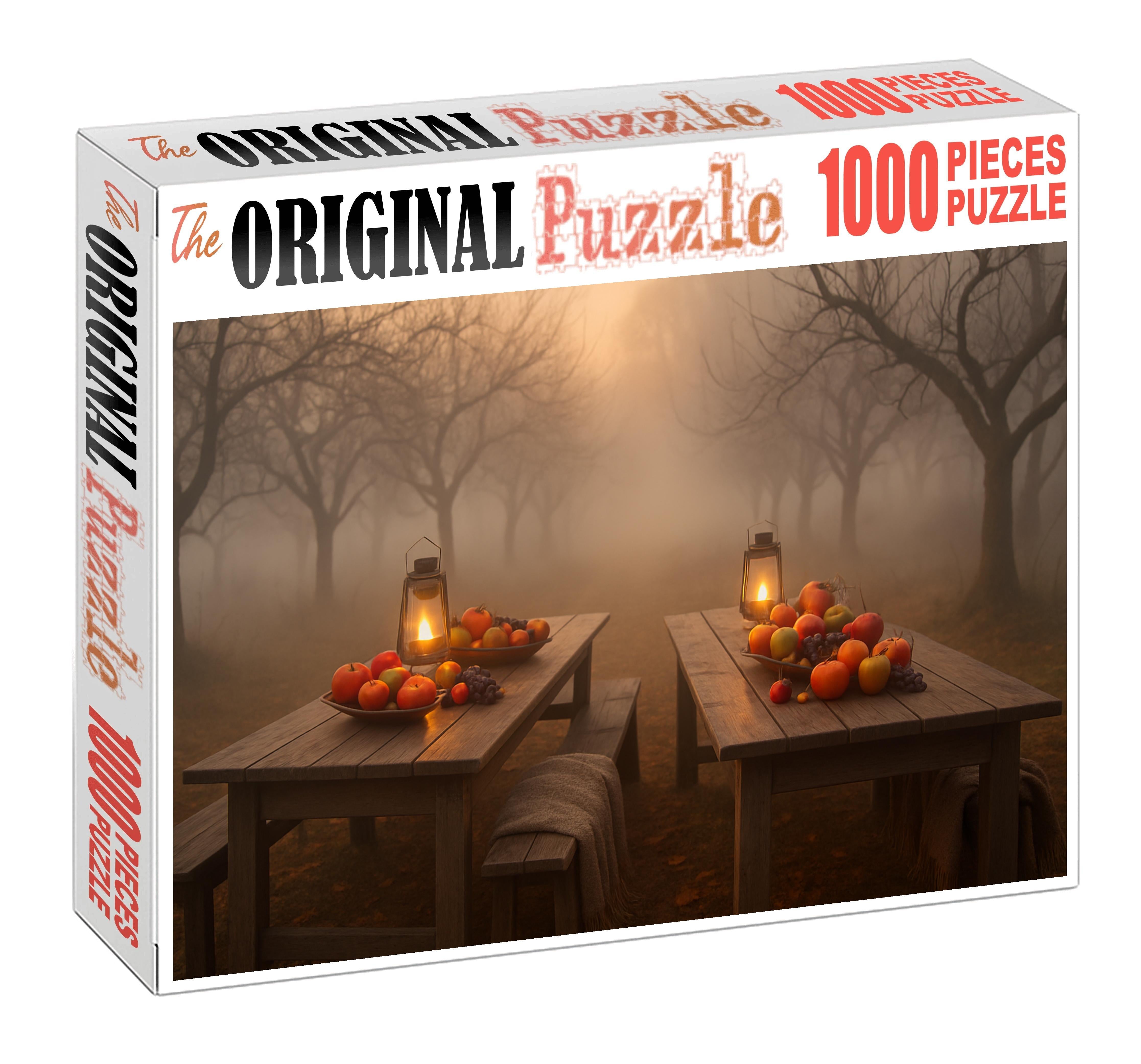 Misty Autumn Orchard Crisp Air And Lantern-lit Harvest Tables 20 Piece Puzzle