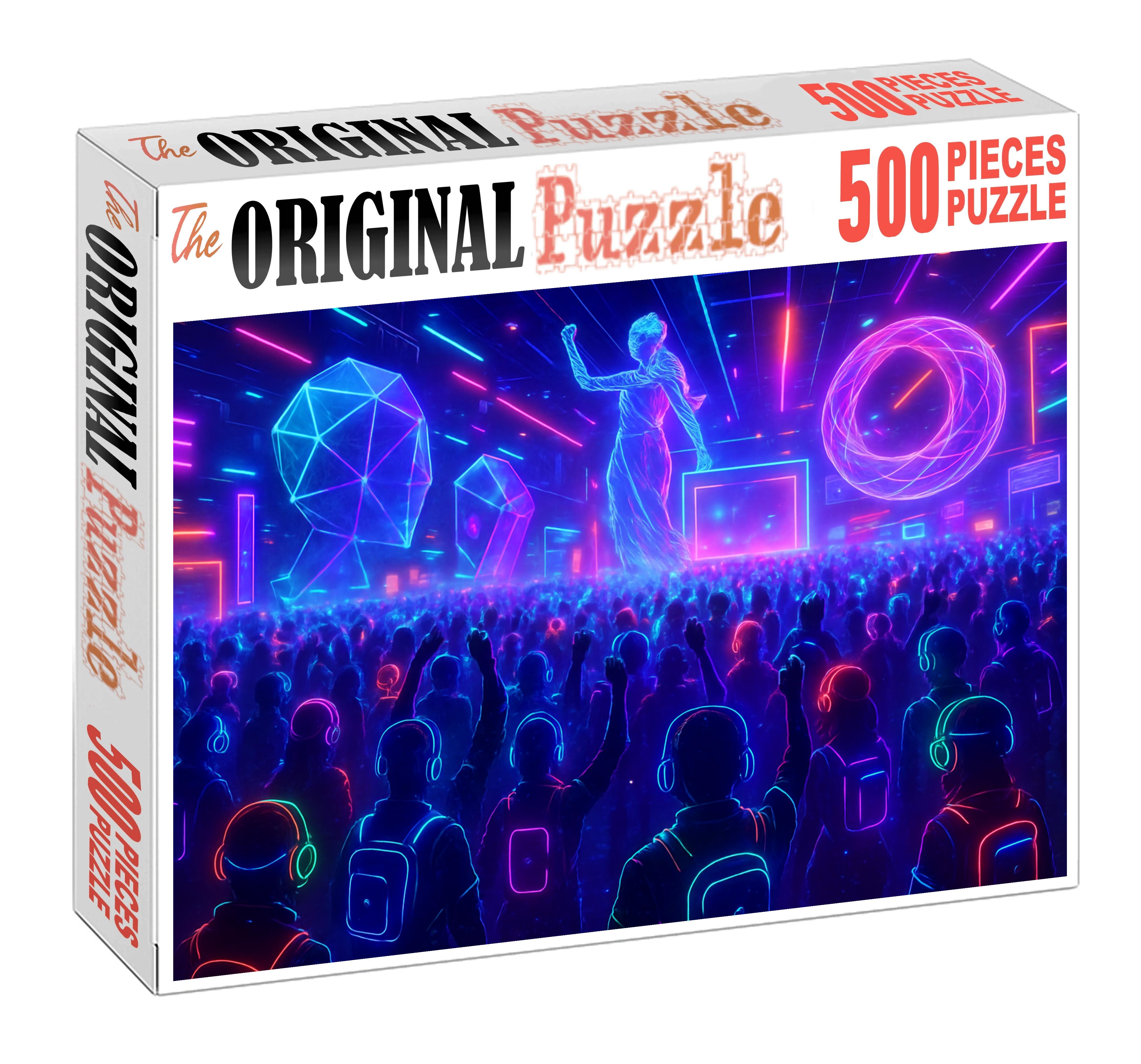 Virtual Reality Festival Vibes Immersive Digital Celebration Of Sound And Color Custom Jigsaw Puzzle