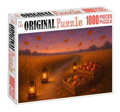 Golden Harvest Twilight Amber Fields And Lantern-lit Paths 20 Piece Puzzle