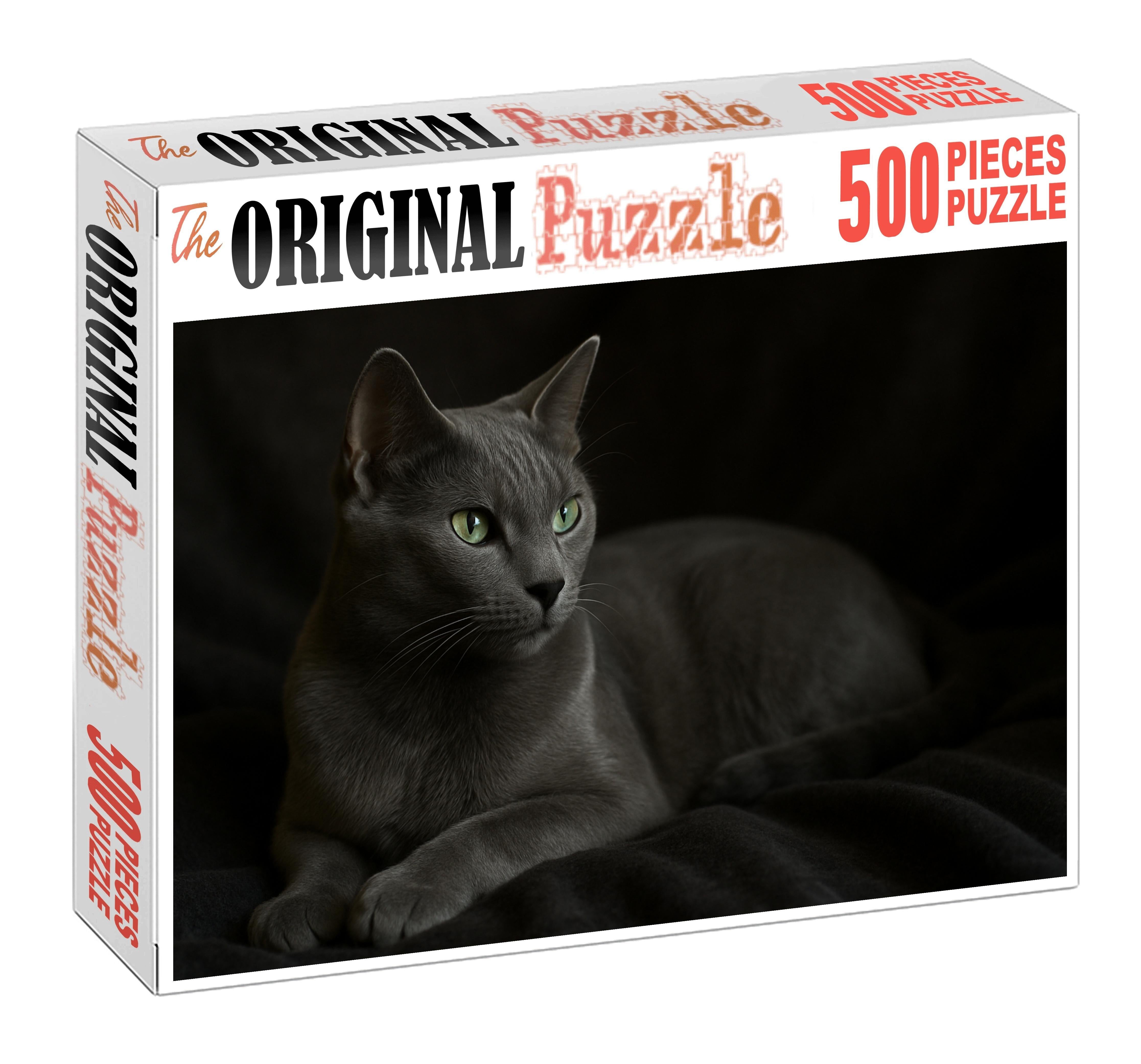 Dusk Shadow Sleek Gray Shorthair With A Mysterious Aura 50 Piece Puzzle