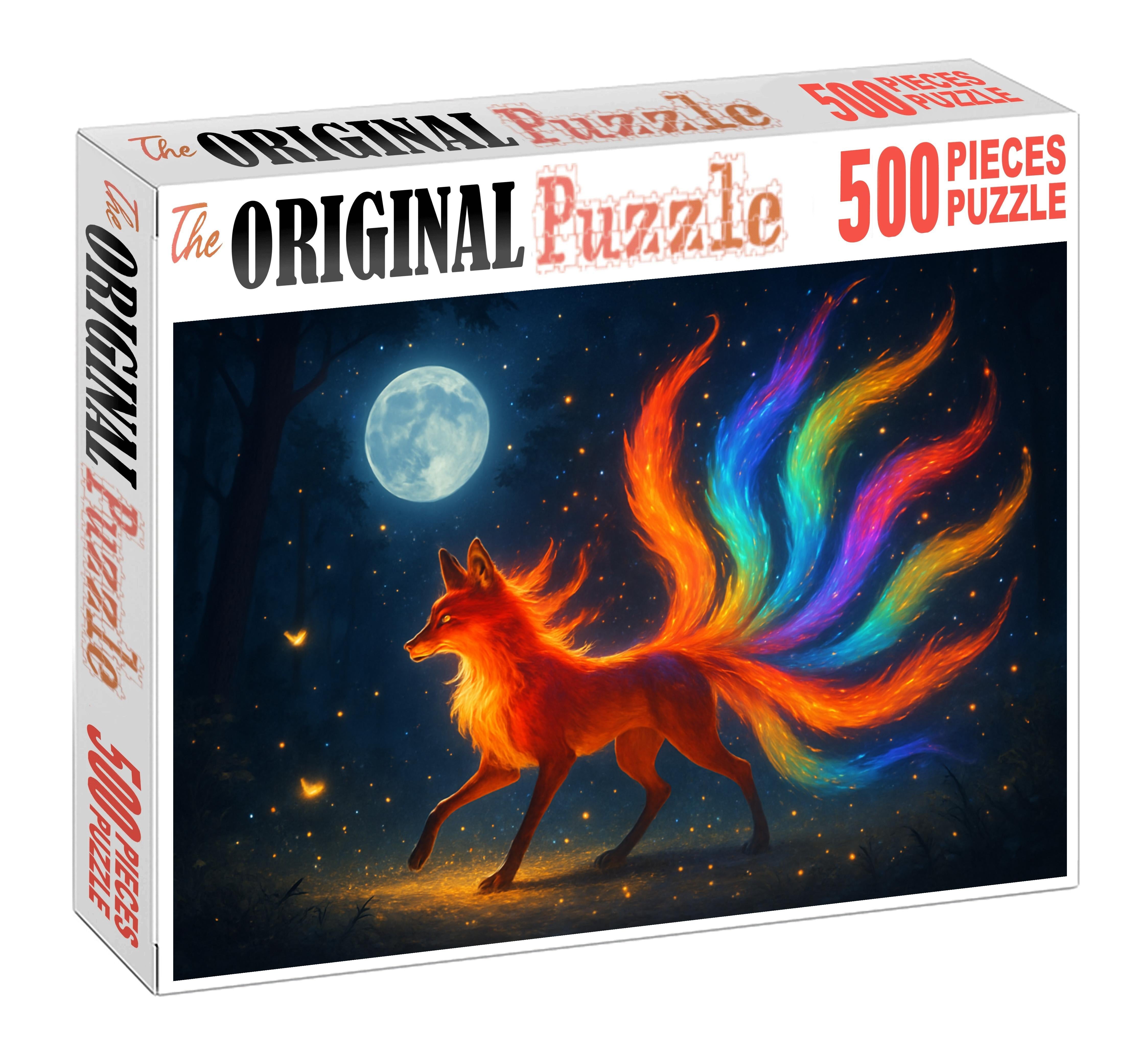 Celestial Foxfire Star-blessed Flame Spirit With Nine Tails Premium Puzzle Pieces