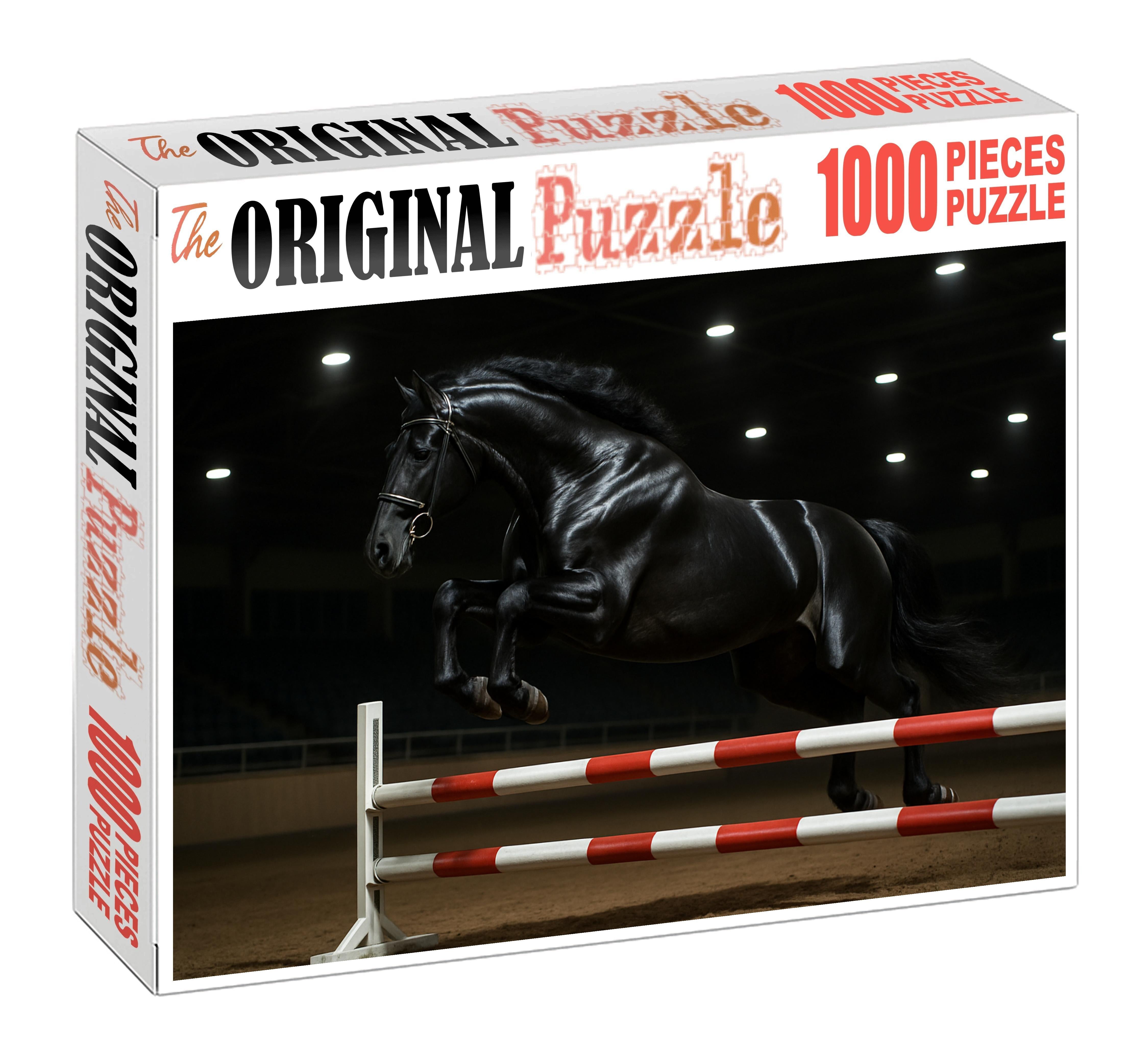 Midnight Velvet Sleek Black Stallion With Dynamic Presence Puzzle For Adults
