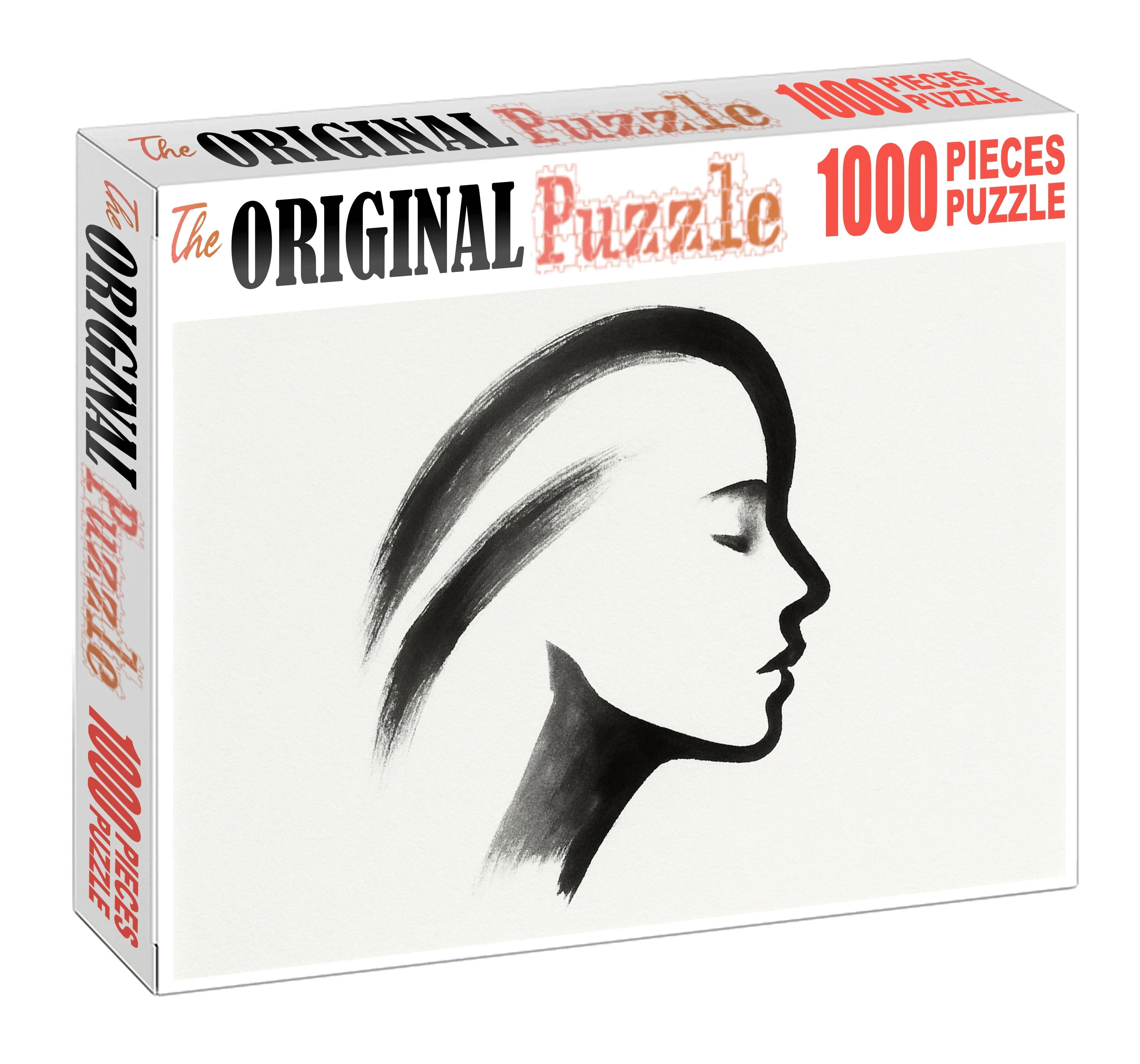 Ethereal Portrait Silhouette Minimalist Brush Pen With Negative Space Play Mini Puzzle