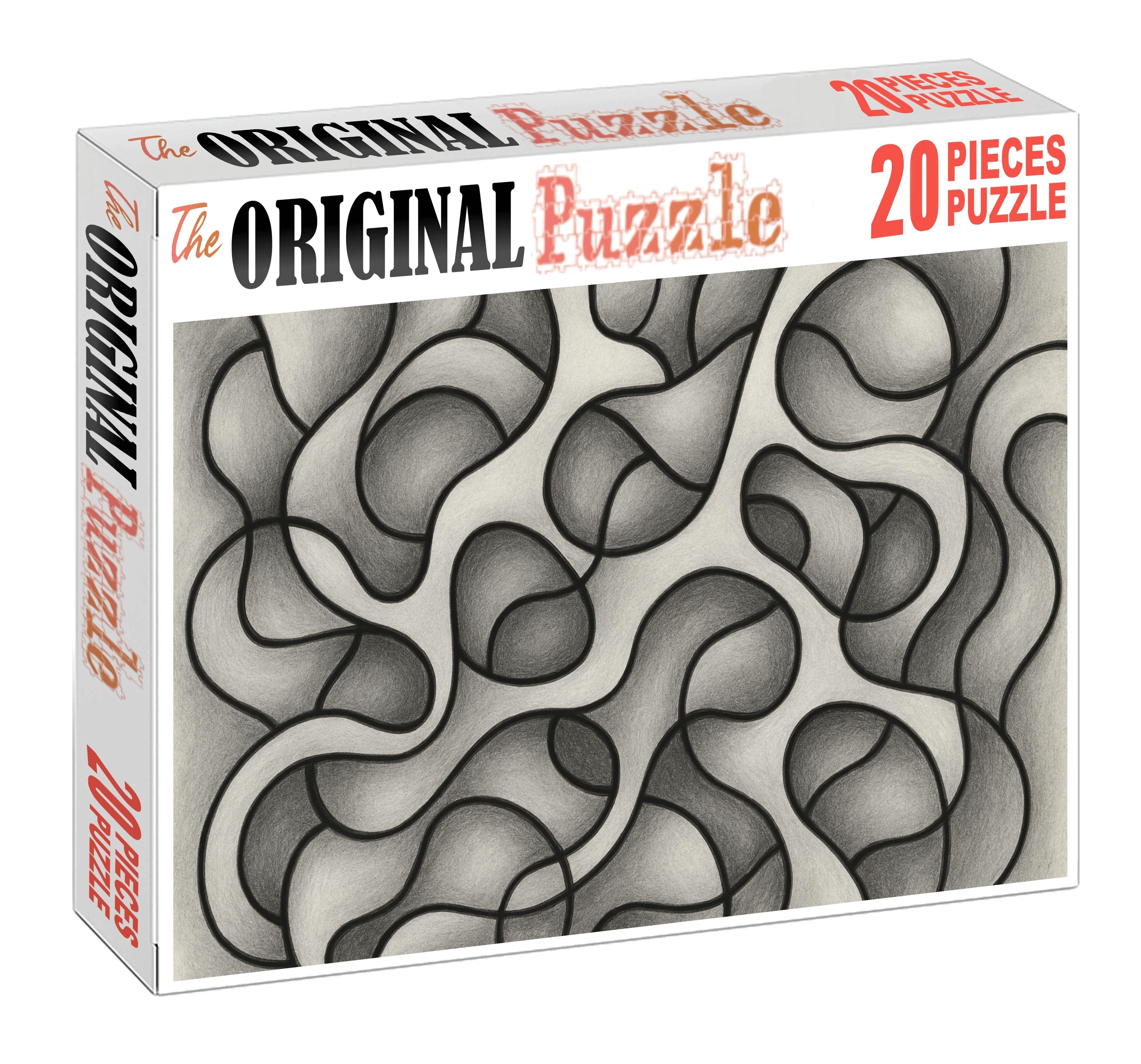 Abstract Organic Form Exploration Graphite And Ink Mixed Media Lines Puzzle For Kids