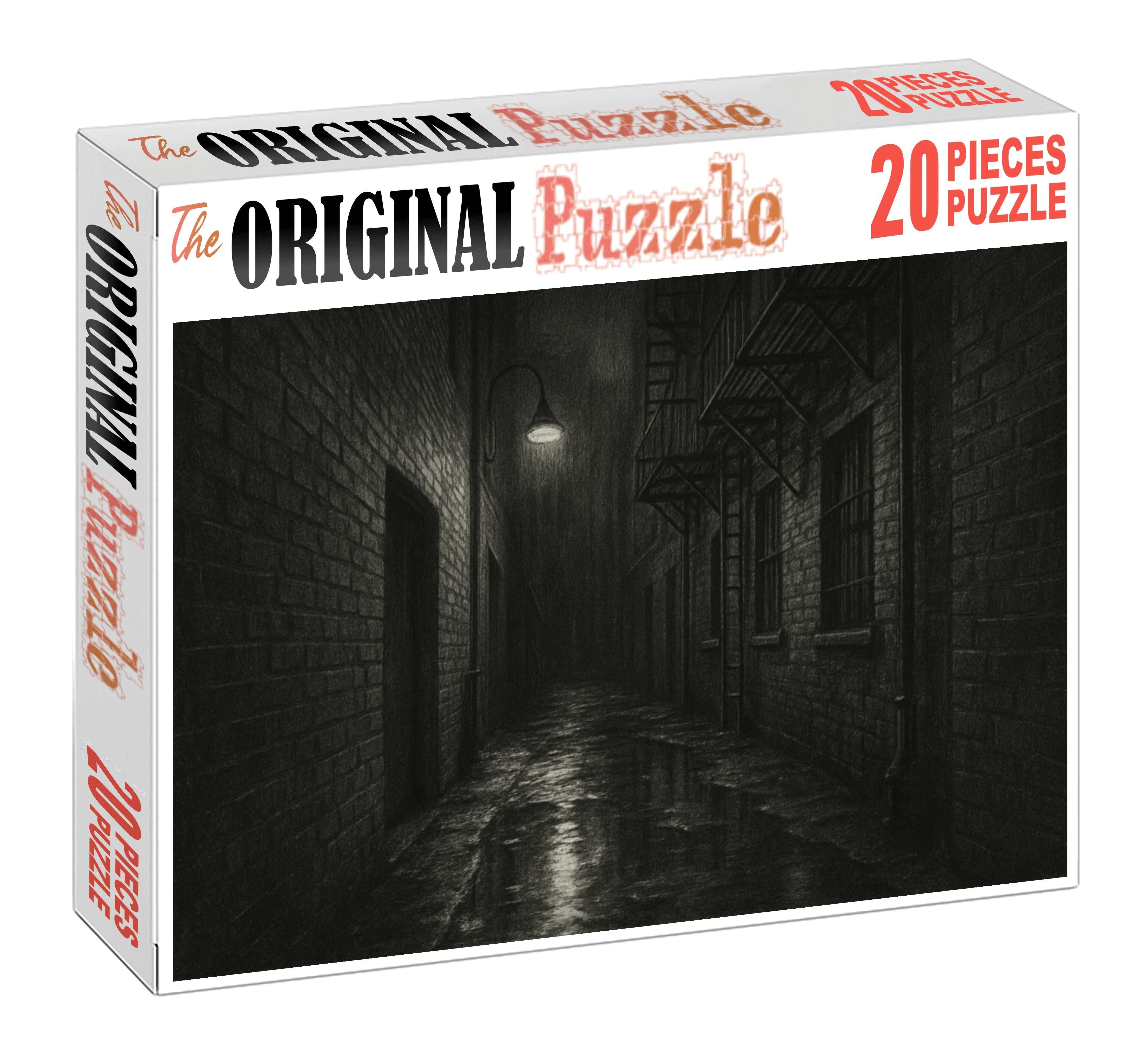 Nocturnal Urban Alley Moody Charcoal And Graphite Scene Custom Jigsaw Puzzle