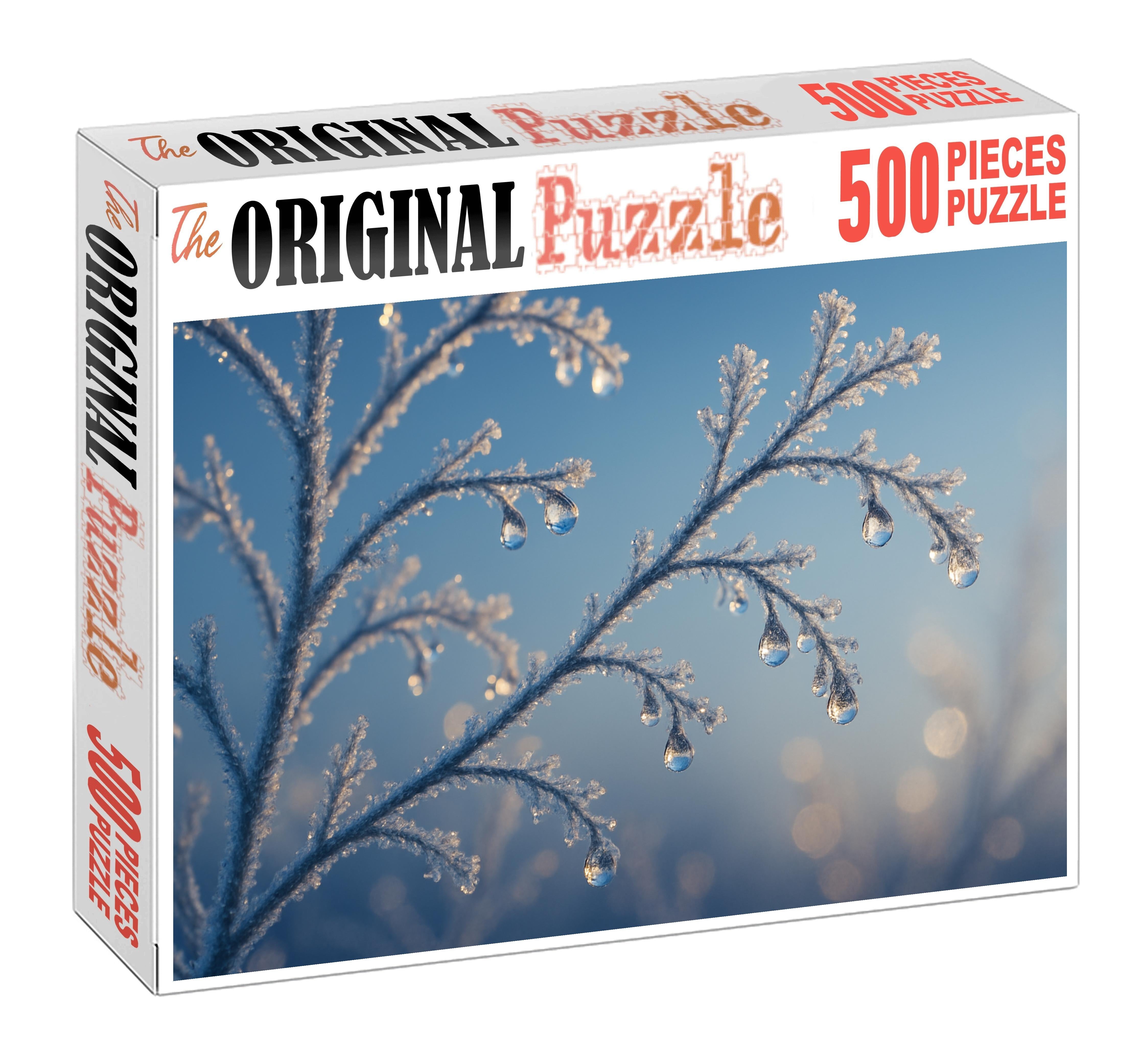 Icy Morning Glimmer Frosted Foliage And Sparkling Dewdrops 100 Piece Puzzle