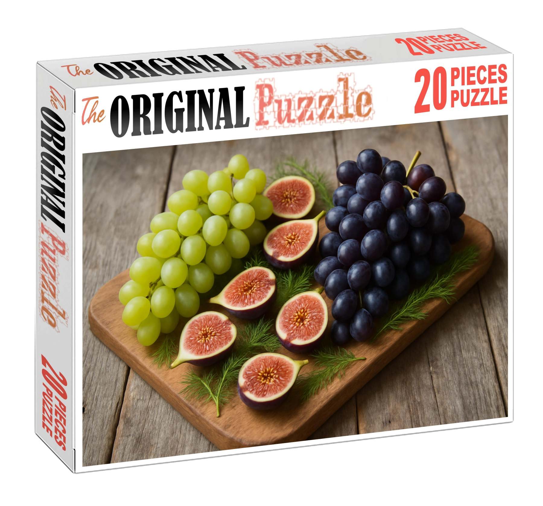Lush Vineyard Grape Clusters Intertwined With Figs And Fennel Fronds 20 Piece Puzzle