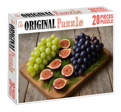 Lush Vineyard Grape Clusters Intertwined With Figs And Fennel Fronds 20 Piece Puzzle