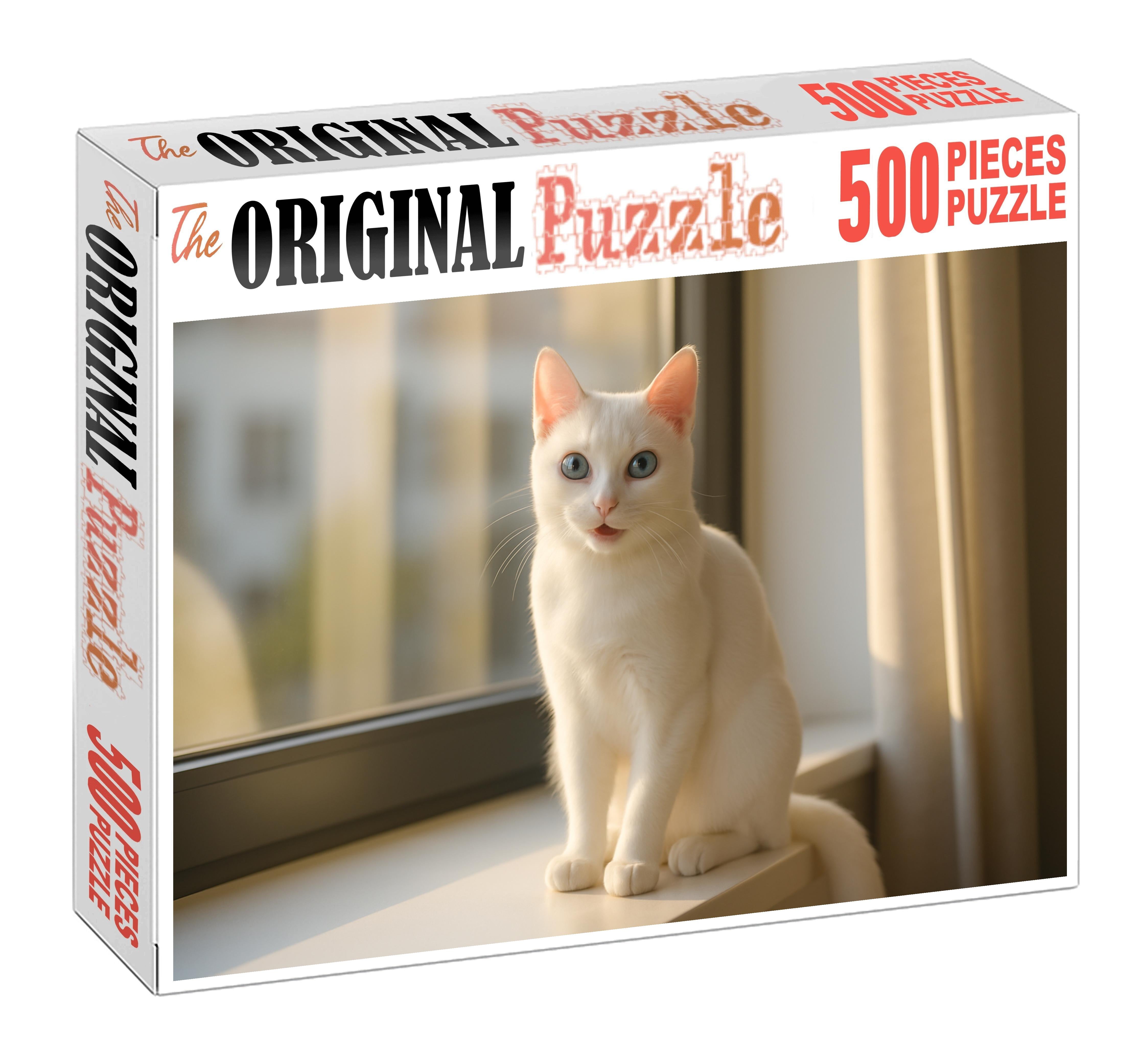 Ivory Moonbeam Sleek White Shorthair With Playful Intelligence Puzzle Fun
