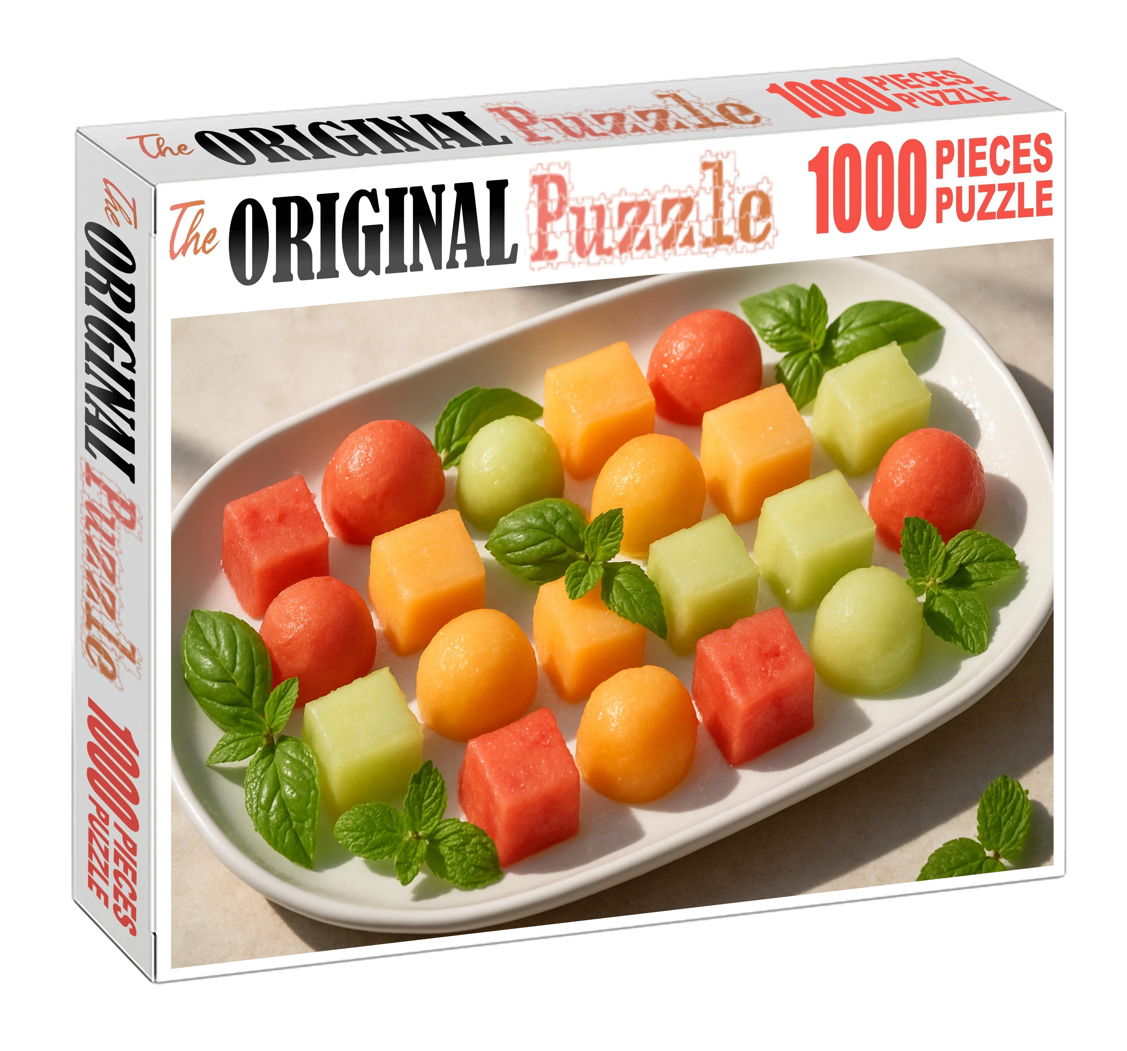 Melon Harmony Platter Spherical And Cubed Juicy Melons With Fresh Herbs Puzzle Challenge