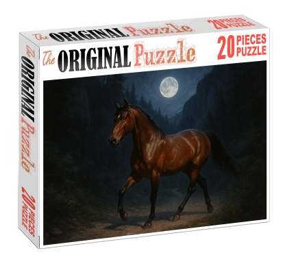Moonlit Canyon Charger Rugged Bay Gelding With Sturdy Build Custom Jigsaw Puzzle