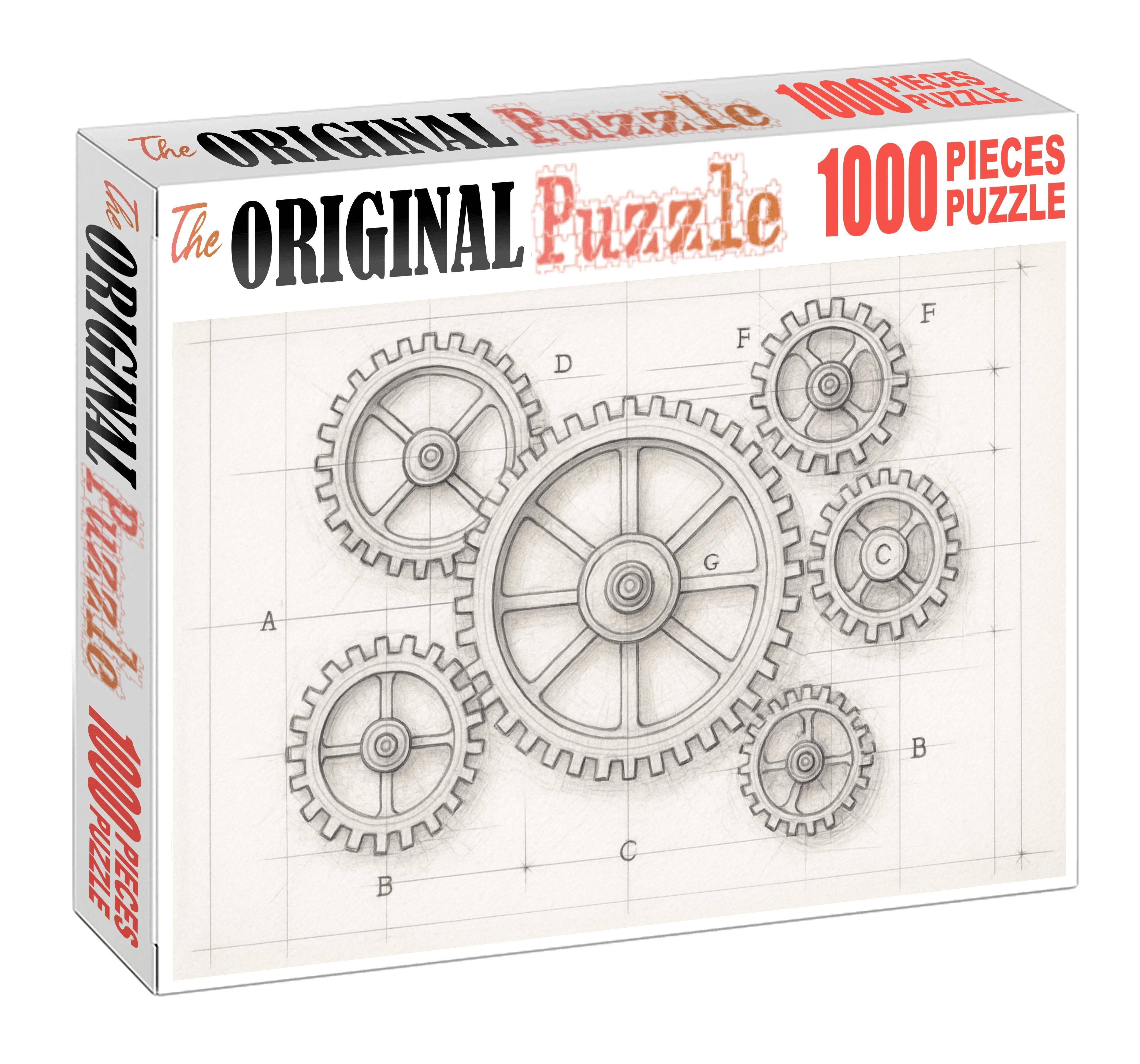 Mechanical Device Blueprint Technical Pencil And Ruler Precision Puzzle Challenge