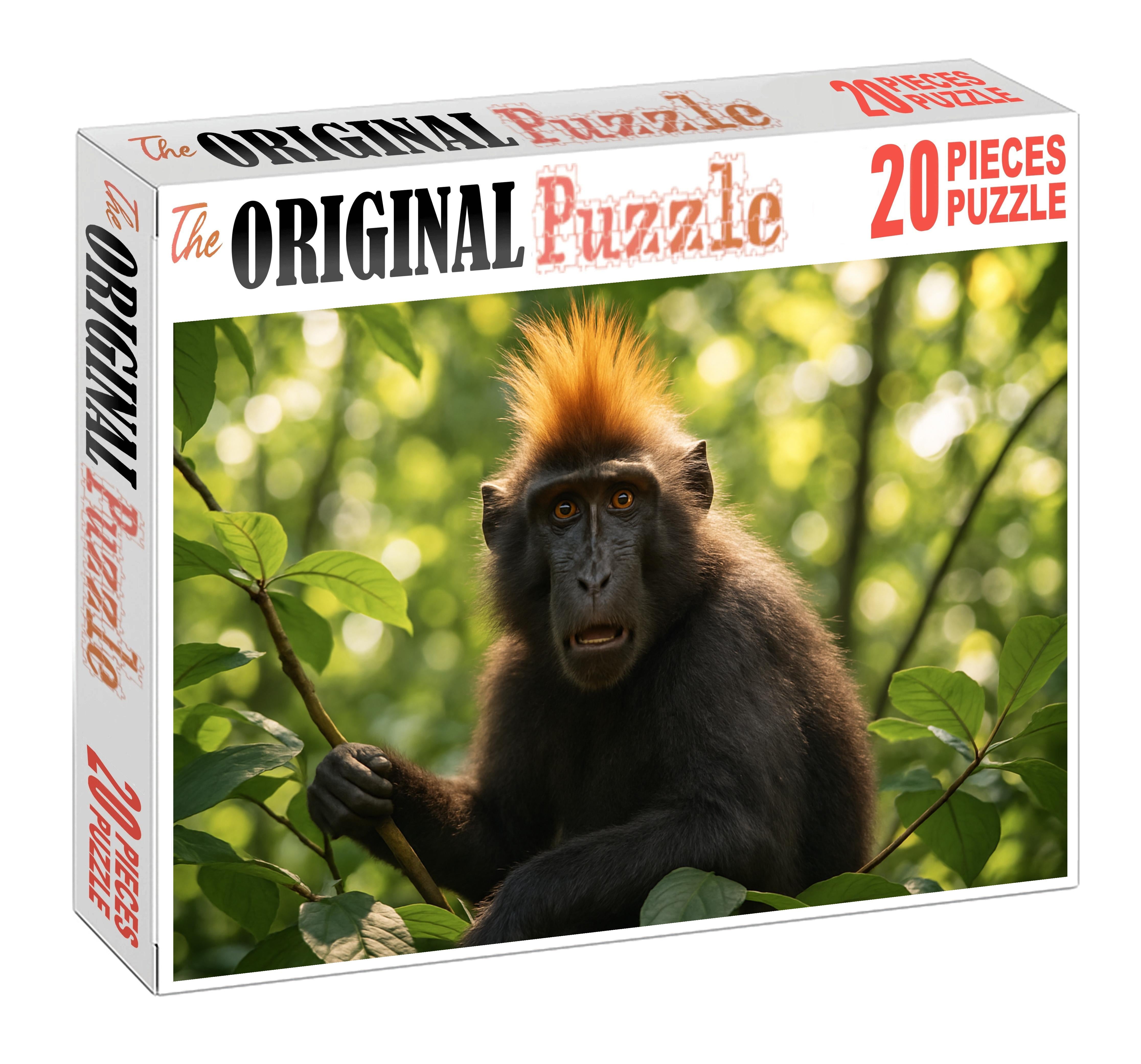 Amber-crested Climber Arboreal Primate With Brilliant Head Feathers Puzzle Fun