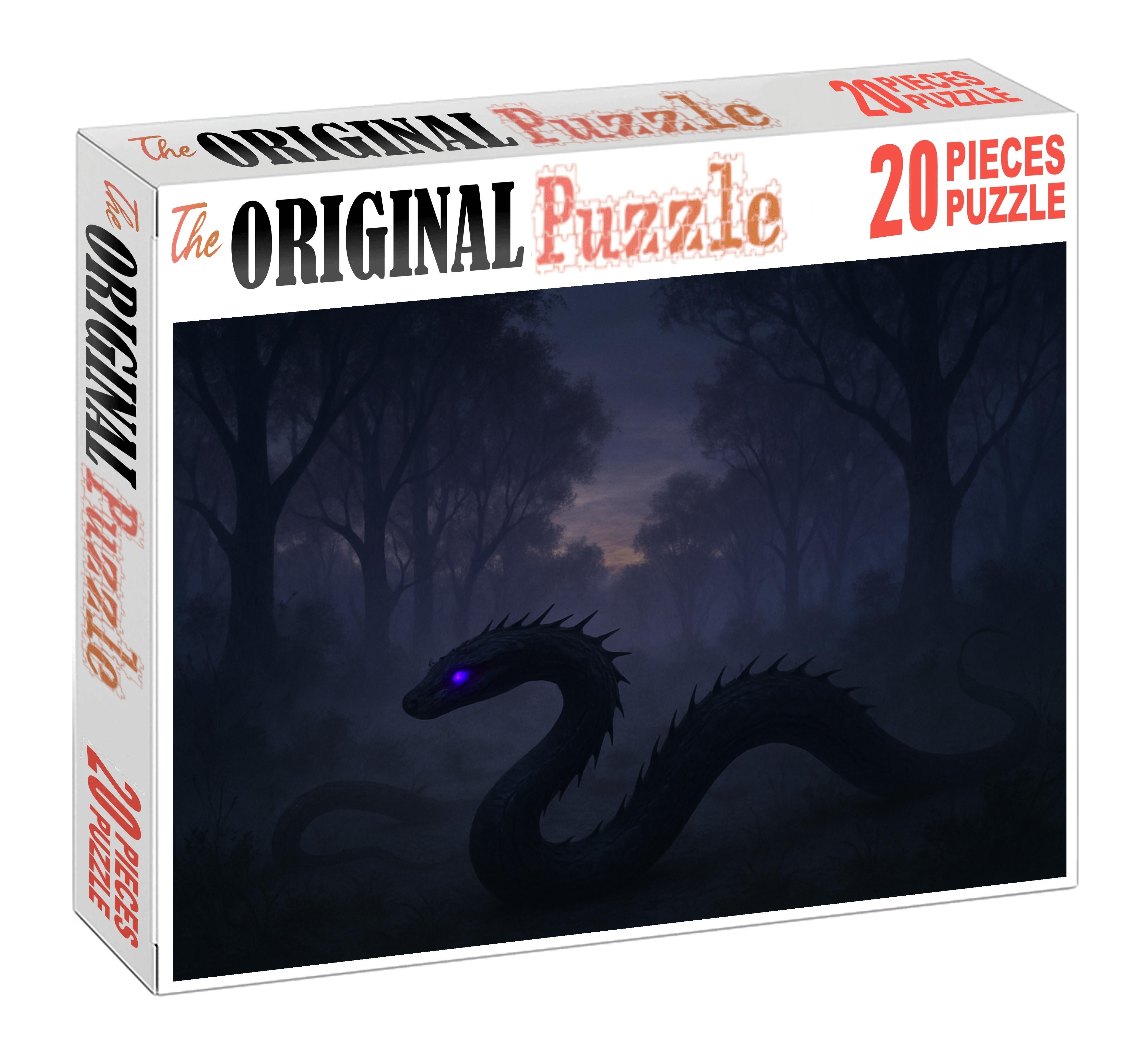 Eclipse Thornwyrm Twilight Serpent With Piercing Violet Eyes Premium Puzzle Pieces