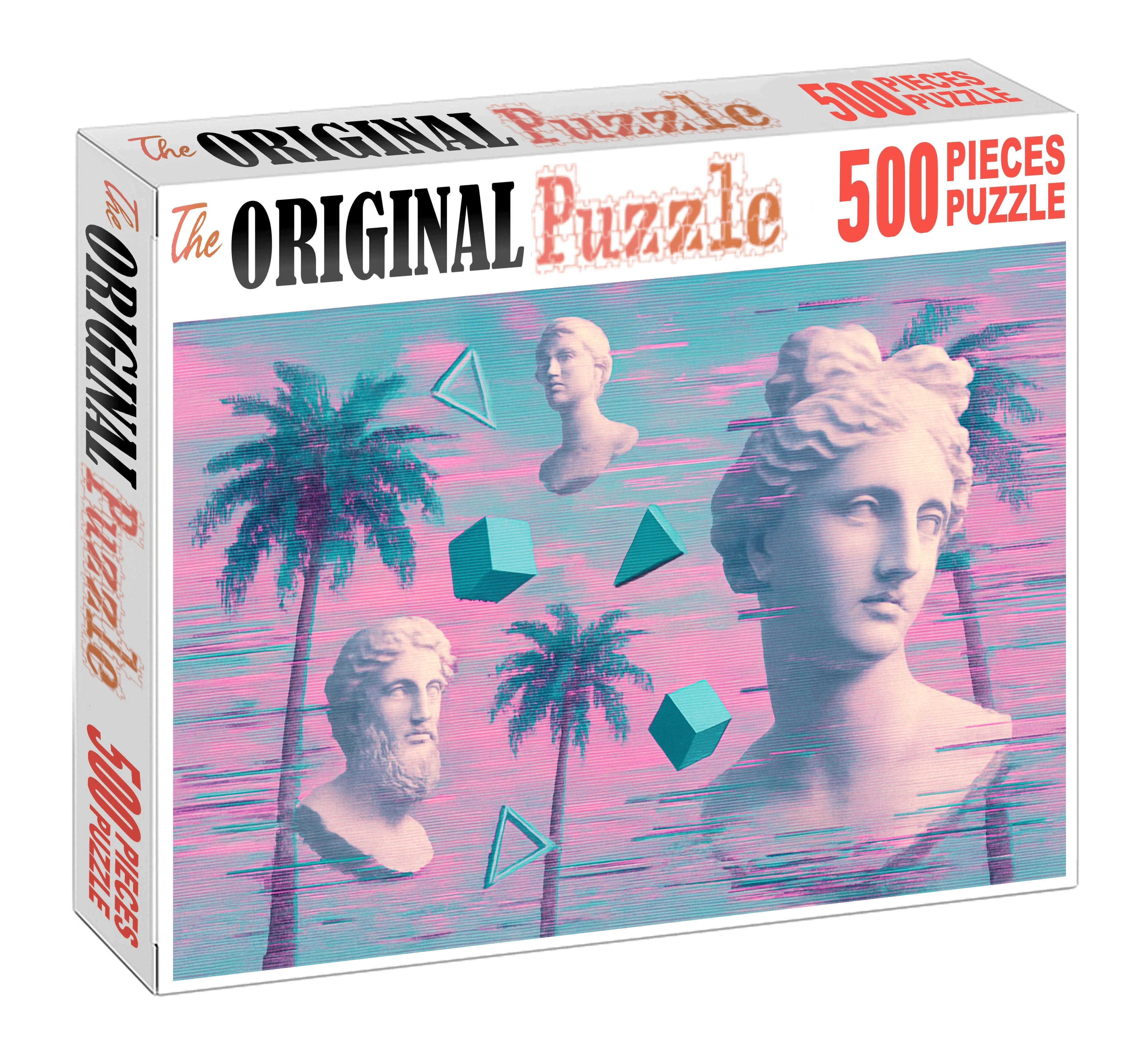 Vaporwave Dreamscape Pastel Nostalgia With Glitch Art Beats 20 Piece Puzzle