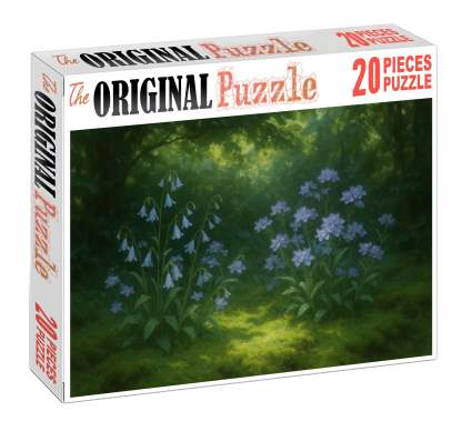 Mist Garden Niche Soft Blue And Lavender Blooms Nestled In Mossy Ground Cover Puzzle For Kids