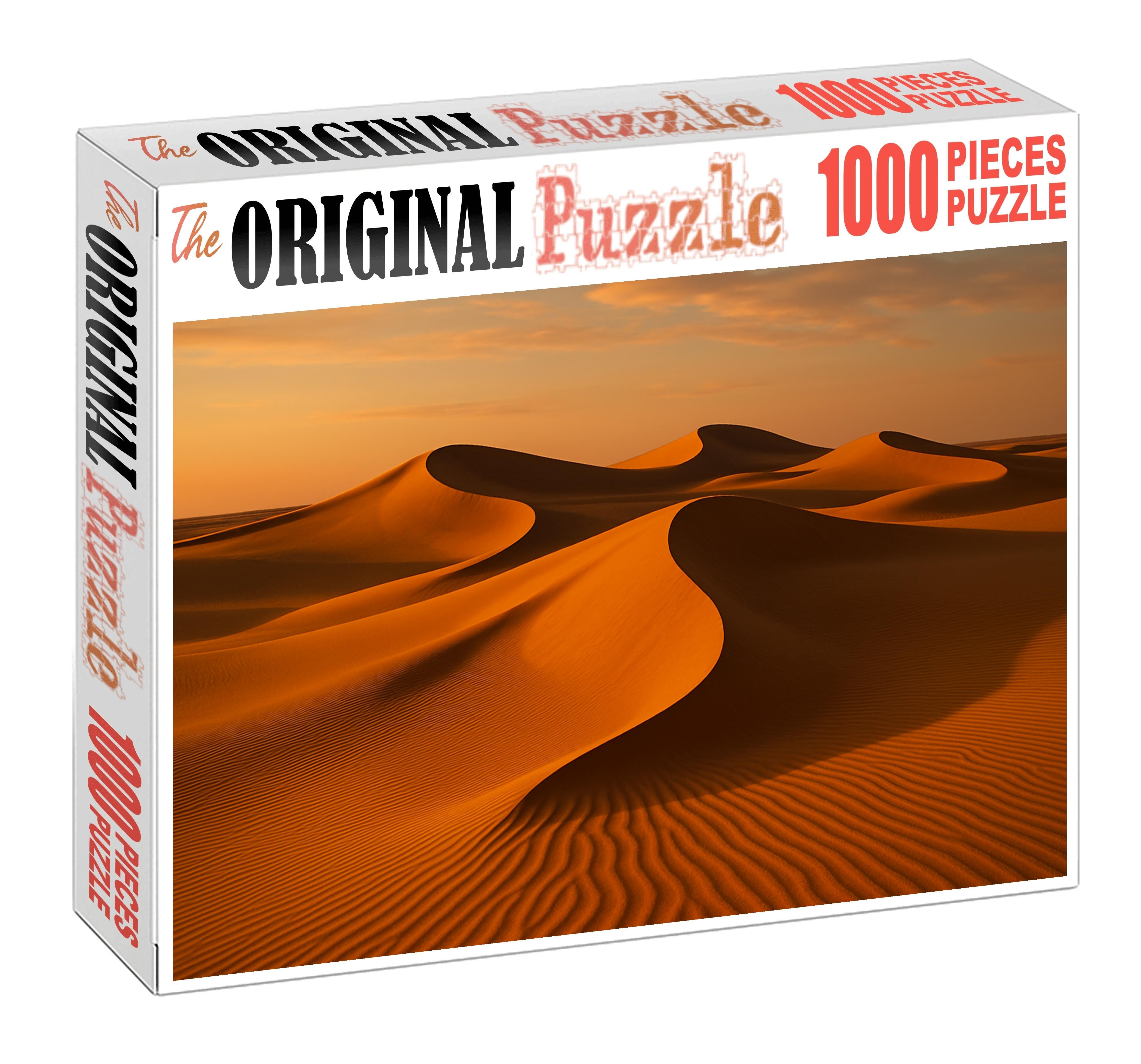 Amber Crescent Glistening Barchan Dunes At Sunset Puzzle Challenge