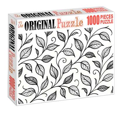 Abstract Botanical Line Art Minimalist Pen Drawing Of Stylized Leaves And Vines Large Format Puzzle