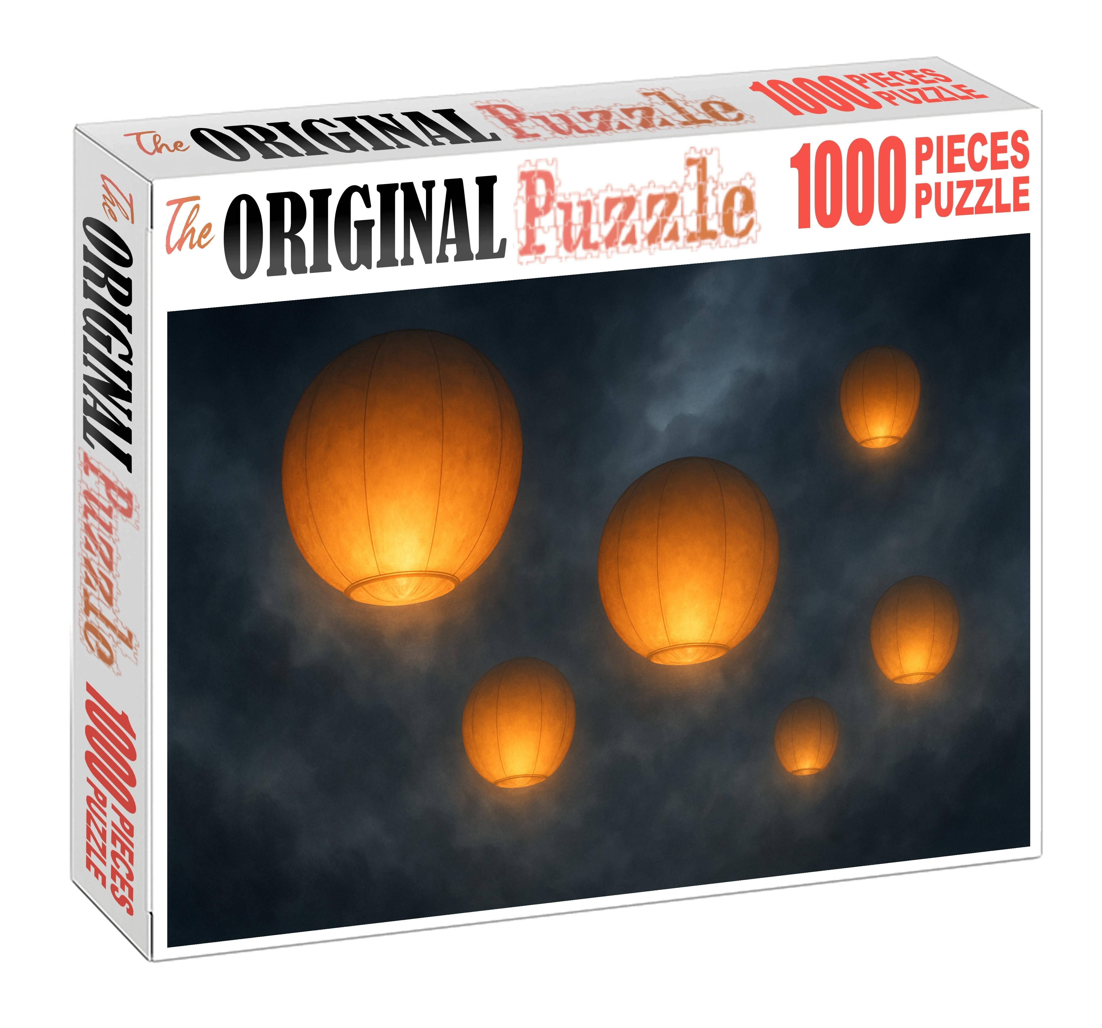 Veil Of The Floating Lanterns Mist-shrouded Orbs Drifting Through Night Unique Puzzle Design