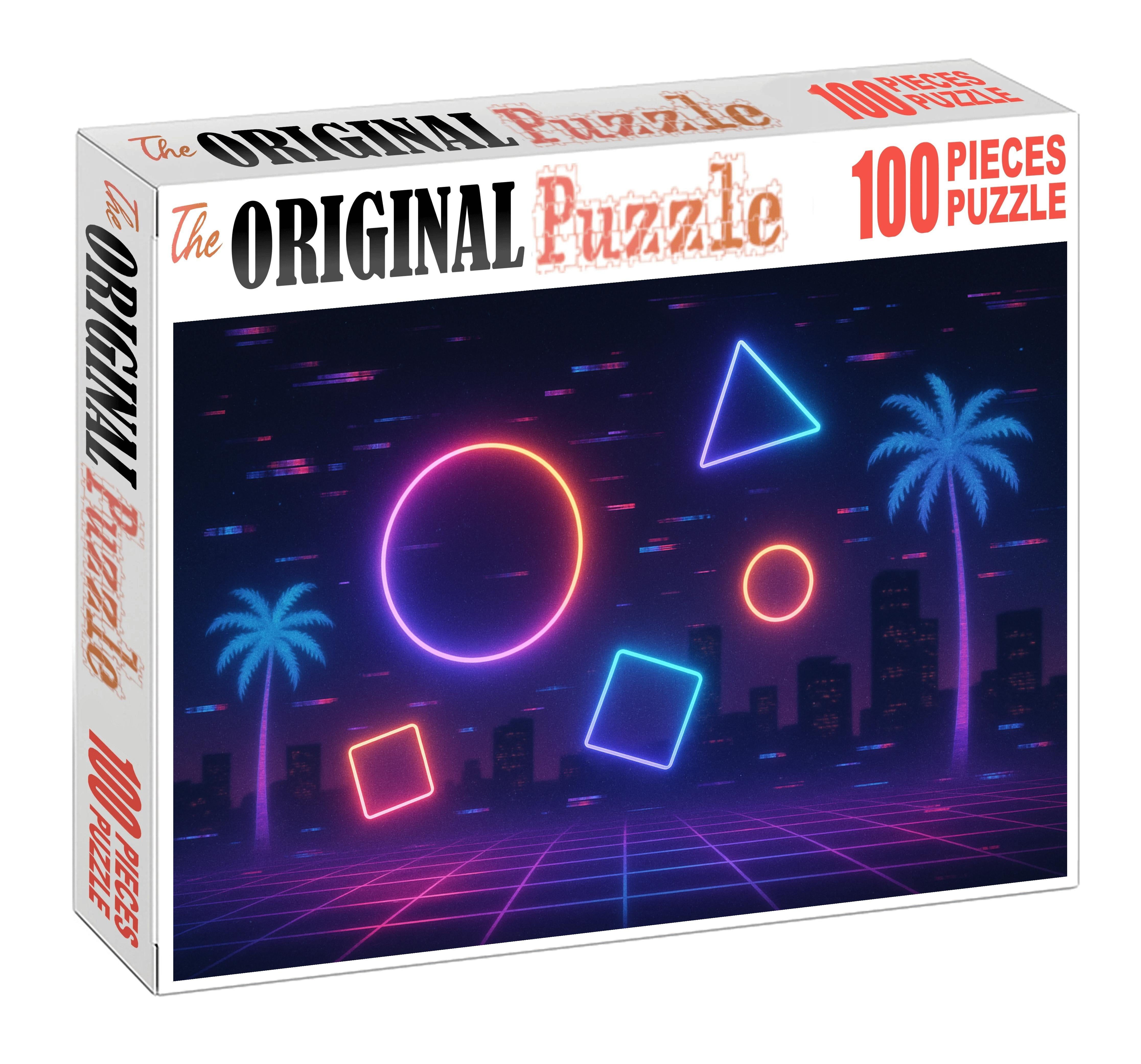 Digital Vaporwave Dreamscape Pastel Neon Nostalgia And Abstract Soundscapes Custom Jigsaw Puzzle