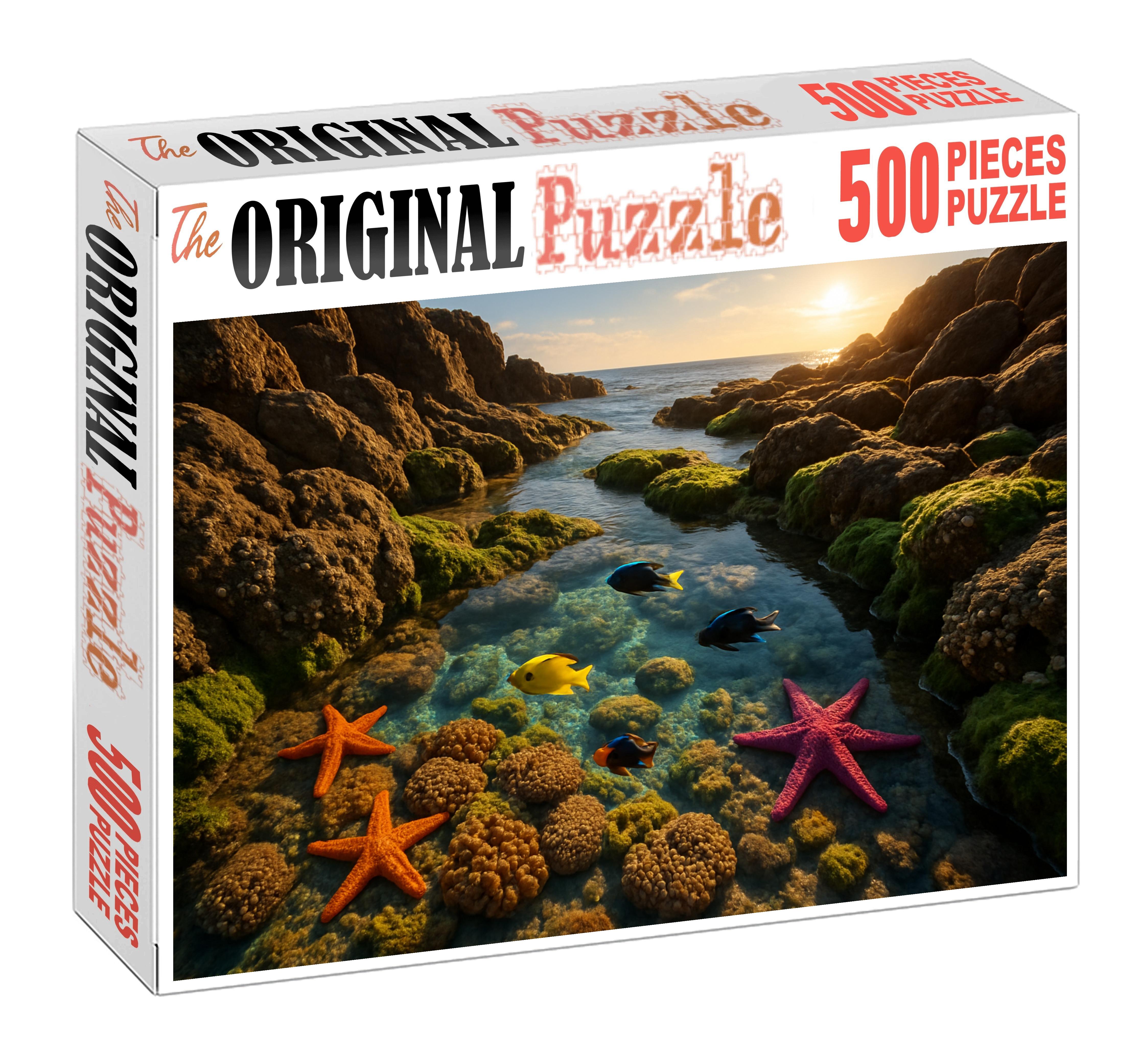 Sunlit Coral Point Vibrant Marine Life And Rocky Shoreline Easy Puzzles