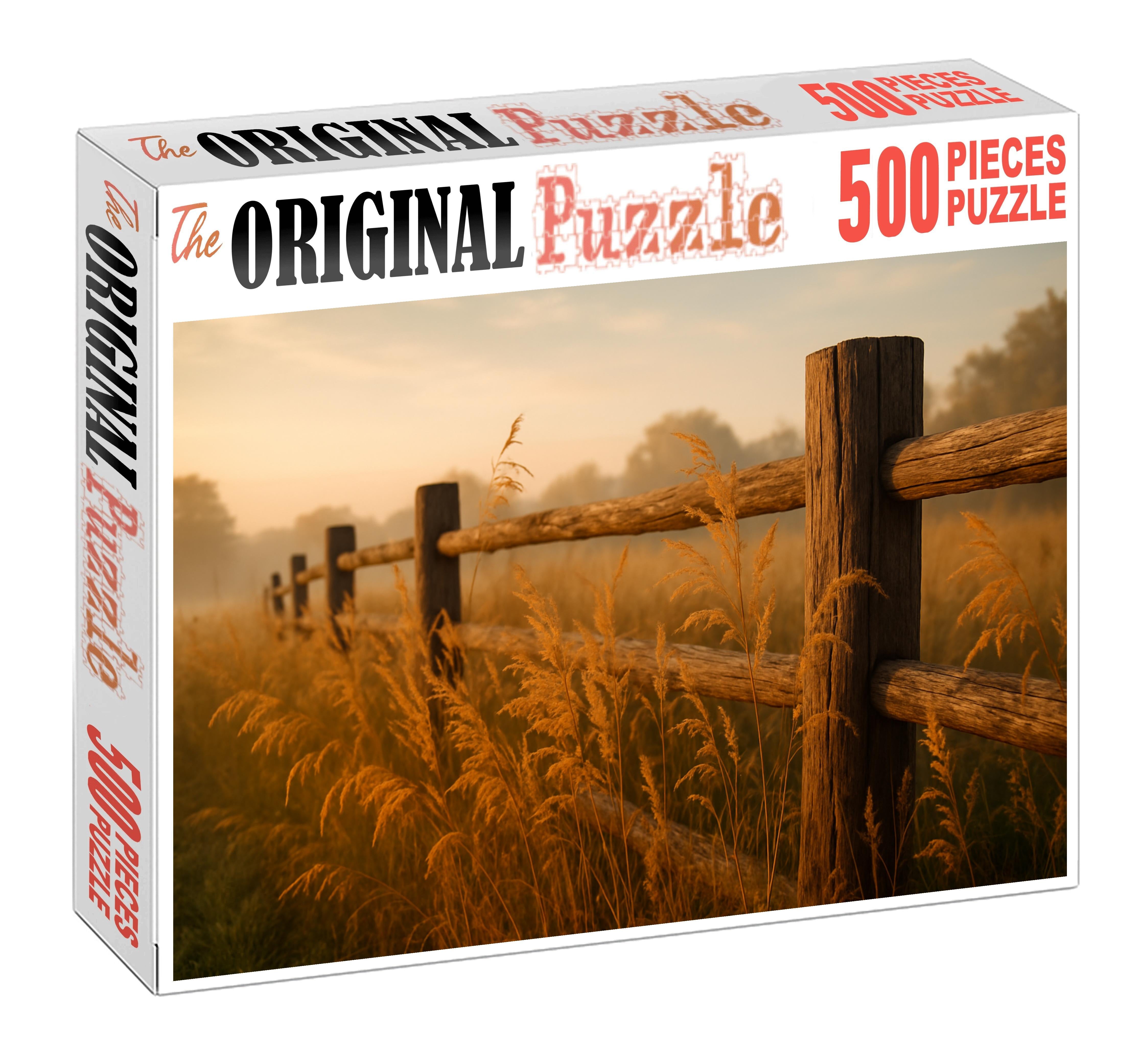 Golden Meadow Fence Line Tall Warm-toned Wildflowers With Feather-like Leaves 50 Piece Puzzle