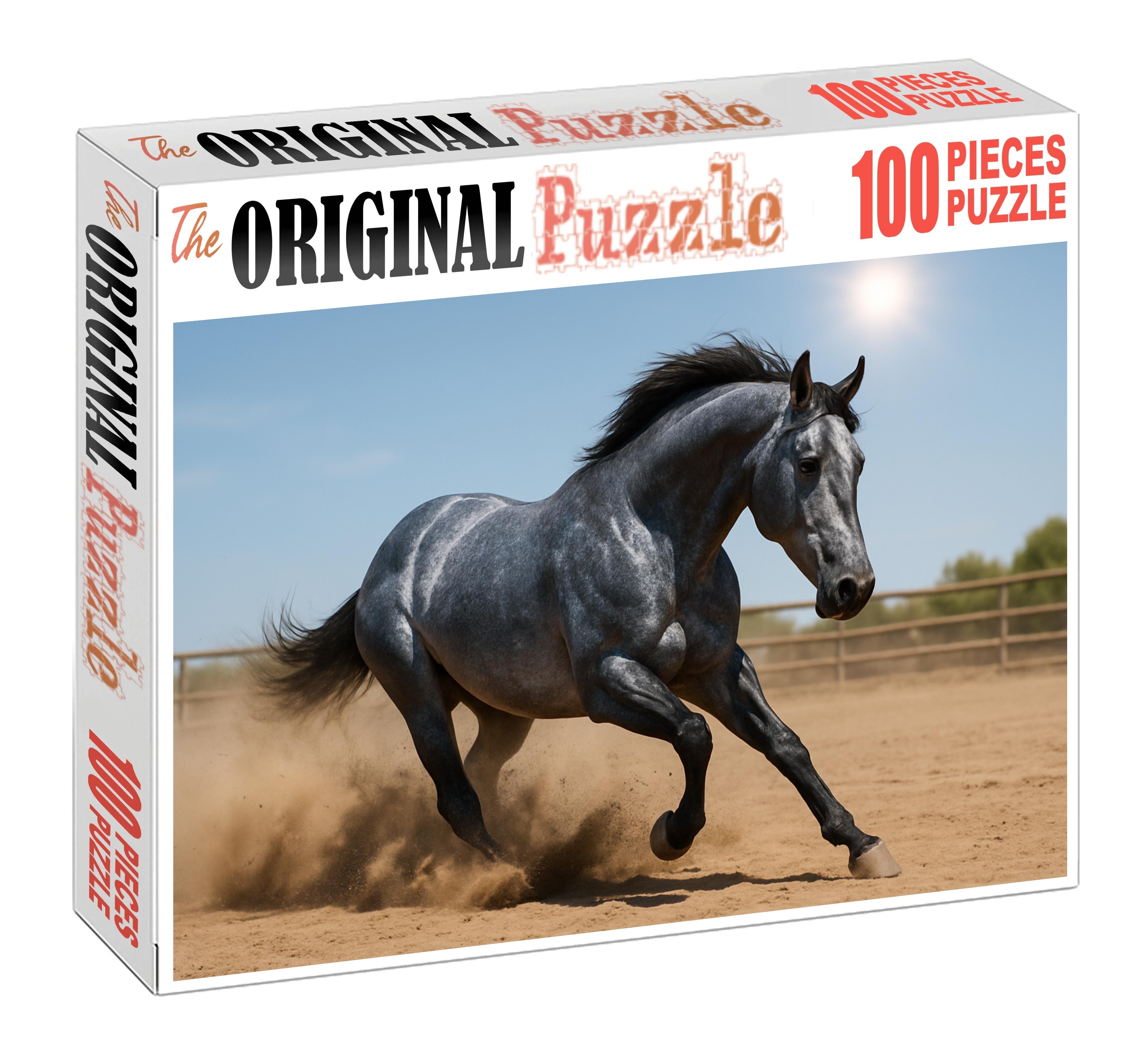 Silver Moonlight Striking Blue Roan Gelding With Nimble Agility Puzzle For Kids