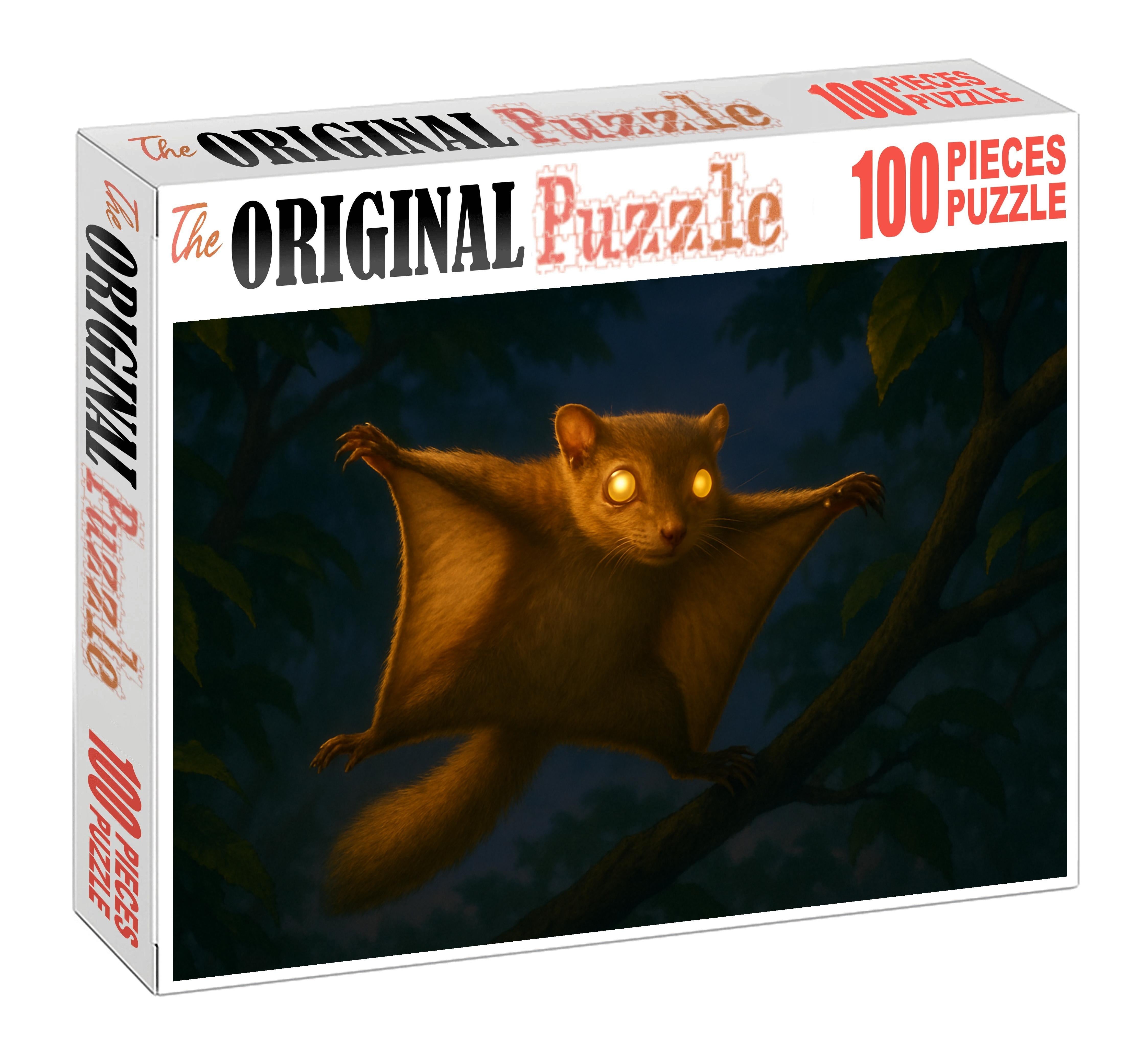 Golden Canopy Glider Agile Mammal With Patagium And Vibrant Fur Premium Puzzle Pieces