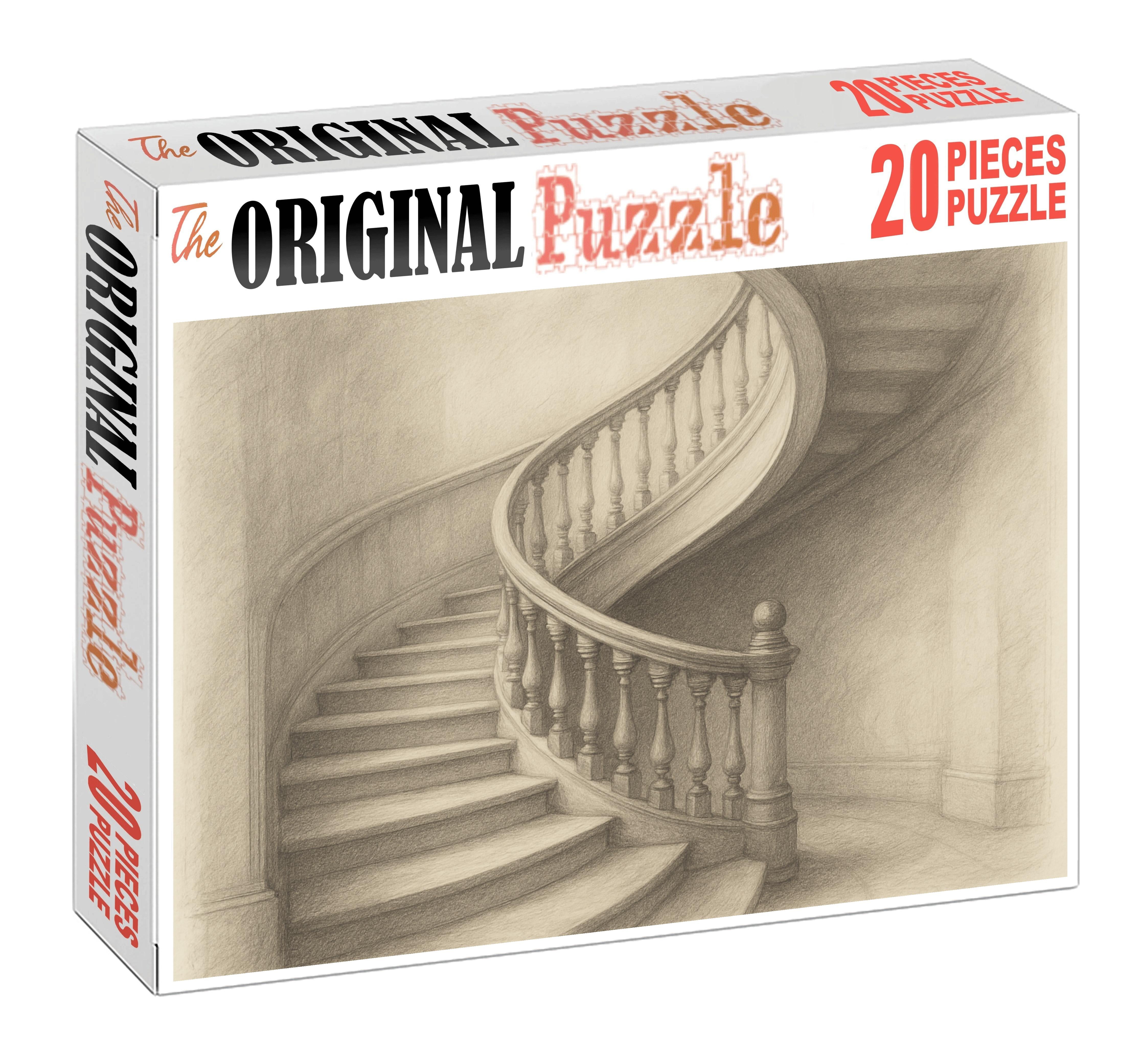 Architectural Spiral Staircase Delicate Pencil Lines And Gradual Shading Large Format Puzzle