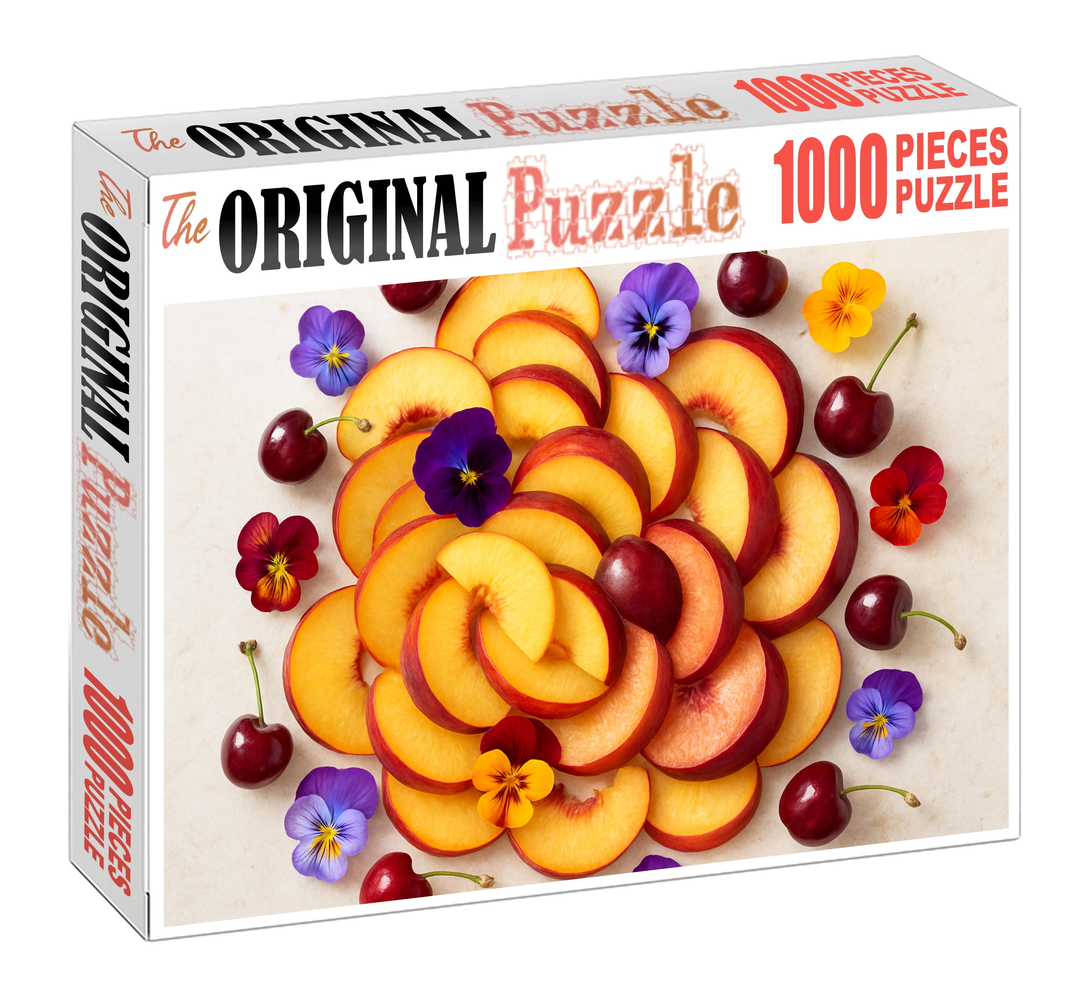 Stone Fruit Harmony Sliced Peaches Nectarines And Cherries With Edible Flower Accents 1000 Piece Puzzle