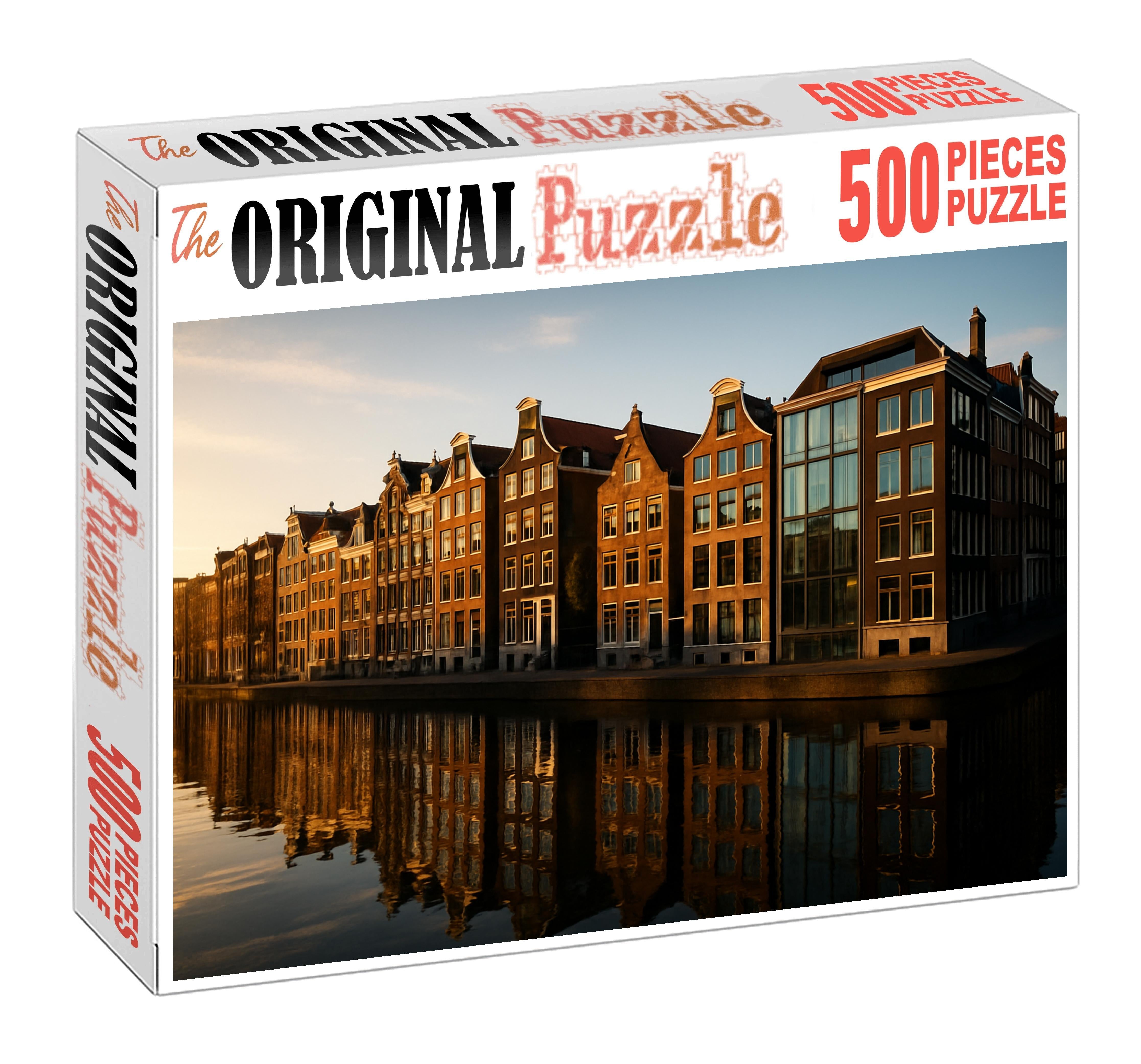 Amsterdam Waterfront Skyline Historic Canals Meet Contemporary Silhouettes 100 Piece Puzzle