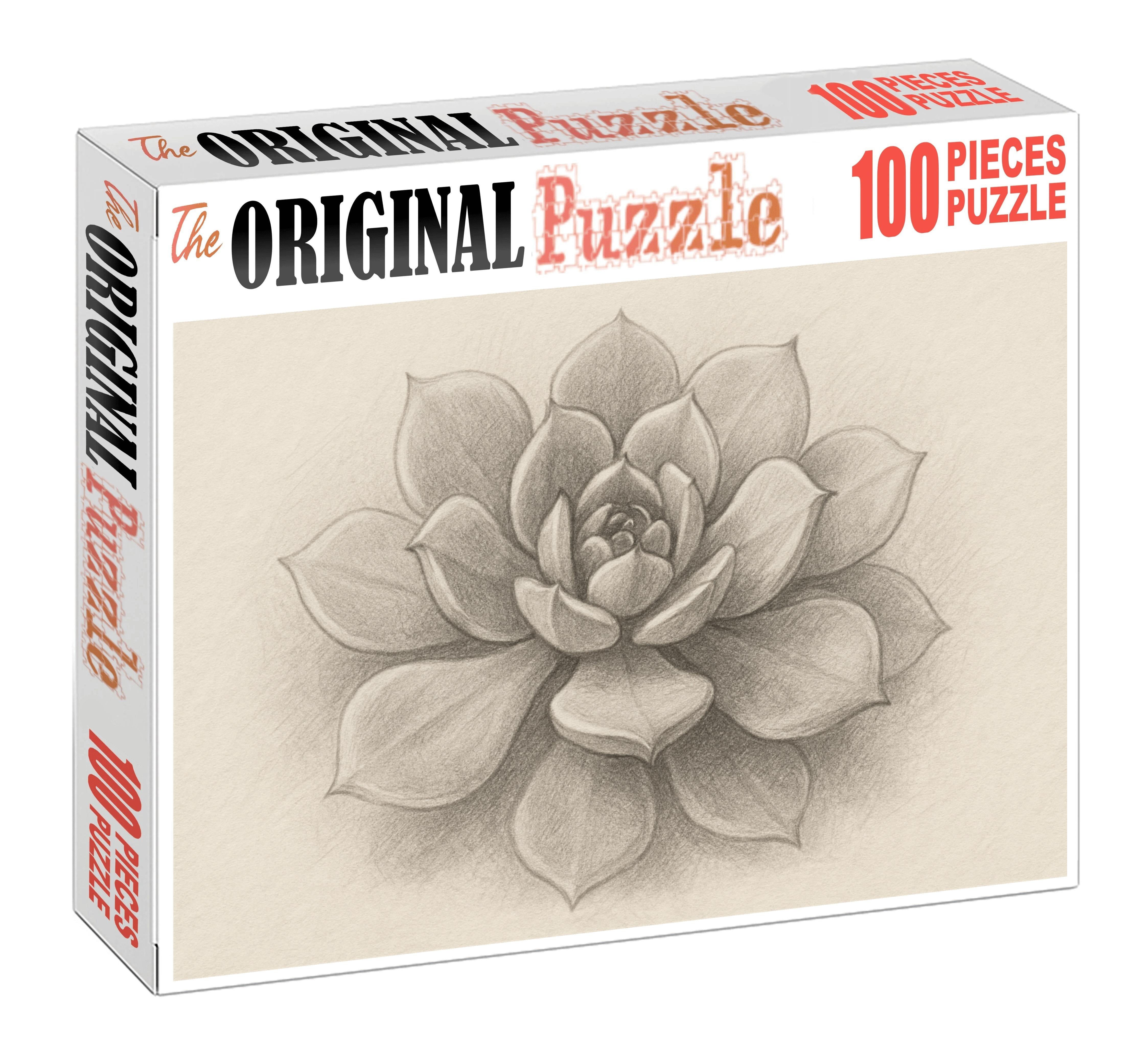 Botanical Portrait Of Succulent Growth Soft Graphite Rendering With Layered Shading 1000 Piece Puzzle