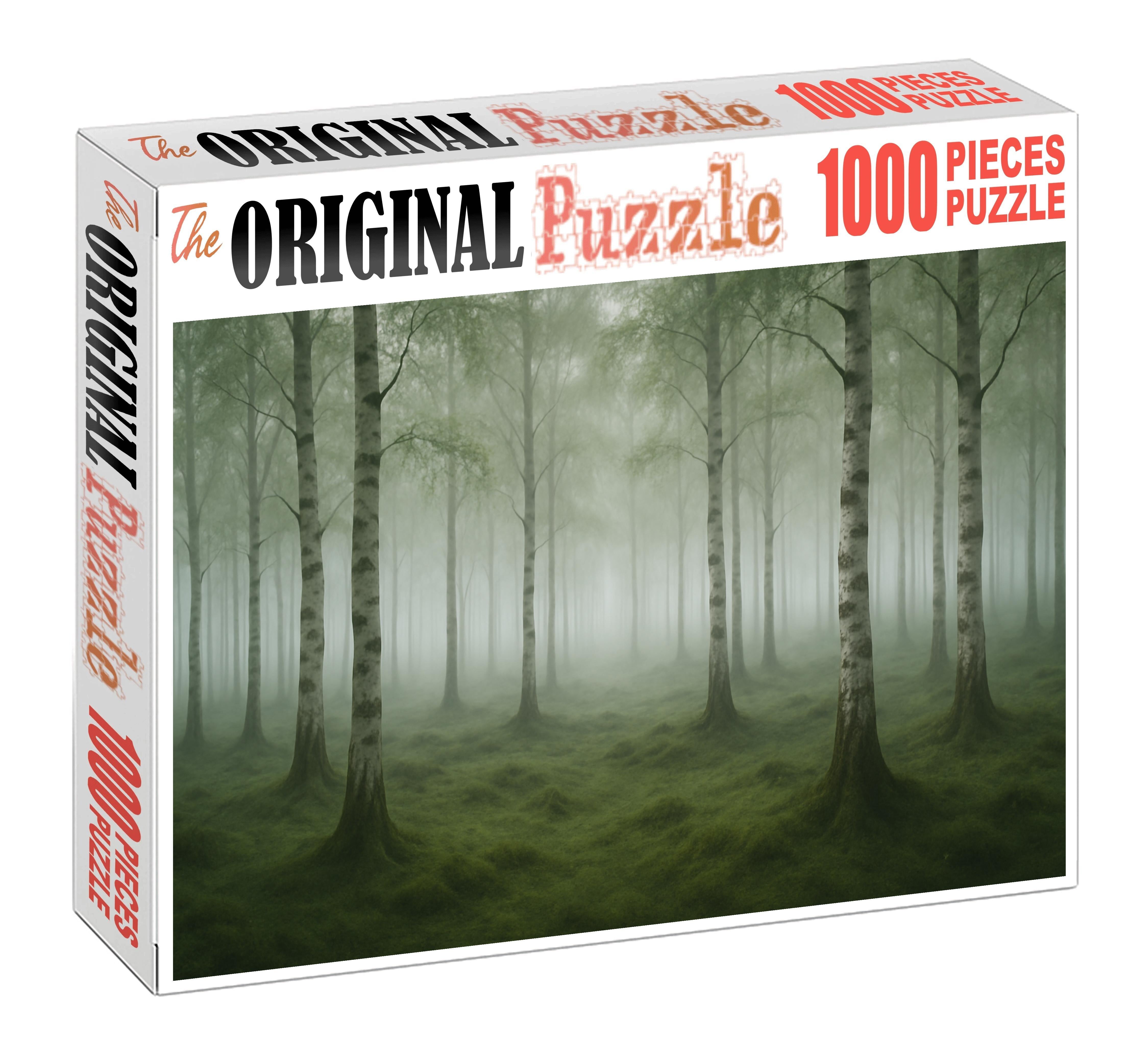 Silent Birch Grove In Morning Mist Puzzle For Kids