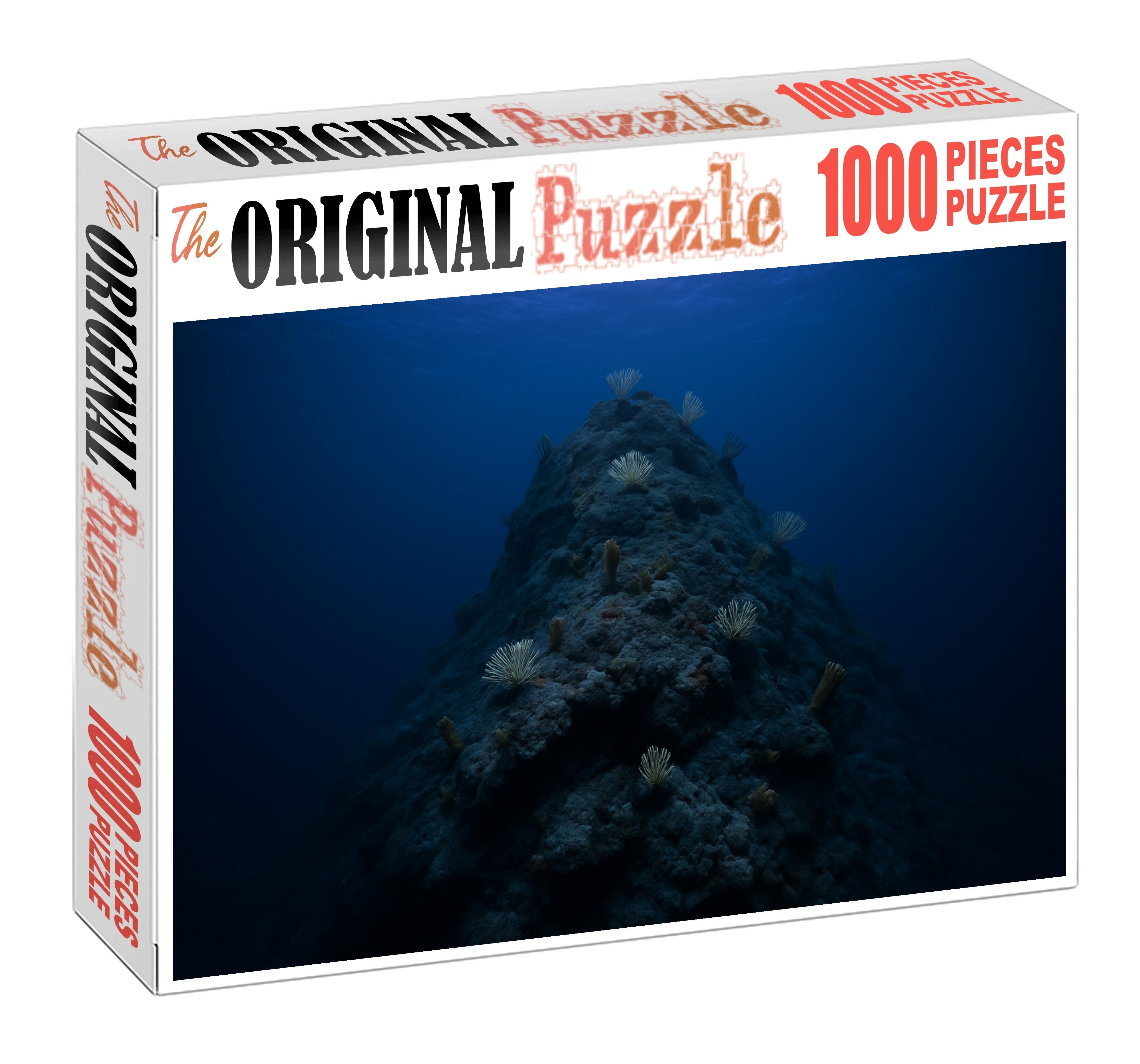 Seamount Twilight Rise Isolated Volcanic Peak Below Dim Blue Horizon 50 Piece Puzzle