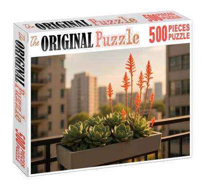 Urban Oasis Balcony Garden Succulent Clusters And Spiky Accent Flowers 50 Piece Puzzle
