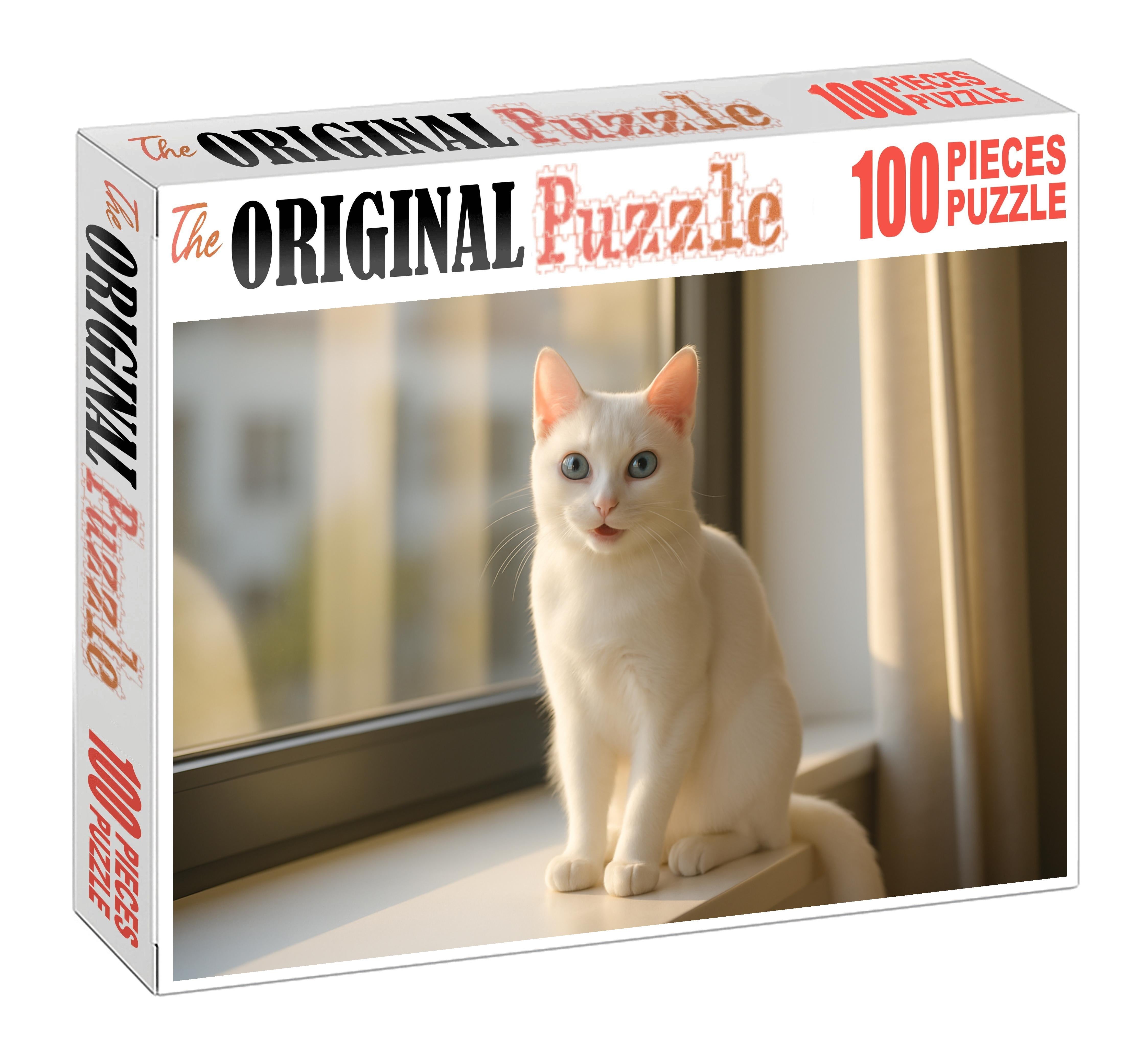 Ivory Moonbeam Sleek White Shorthair With Playful Intelligence Puzzle Fun