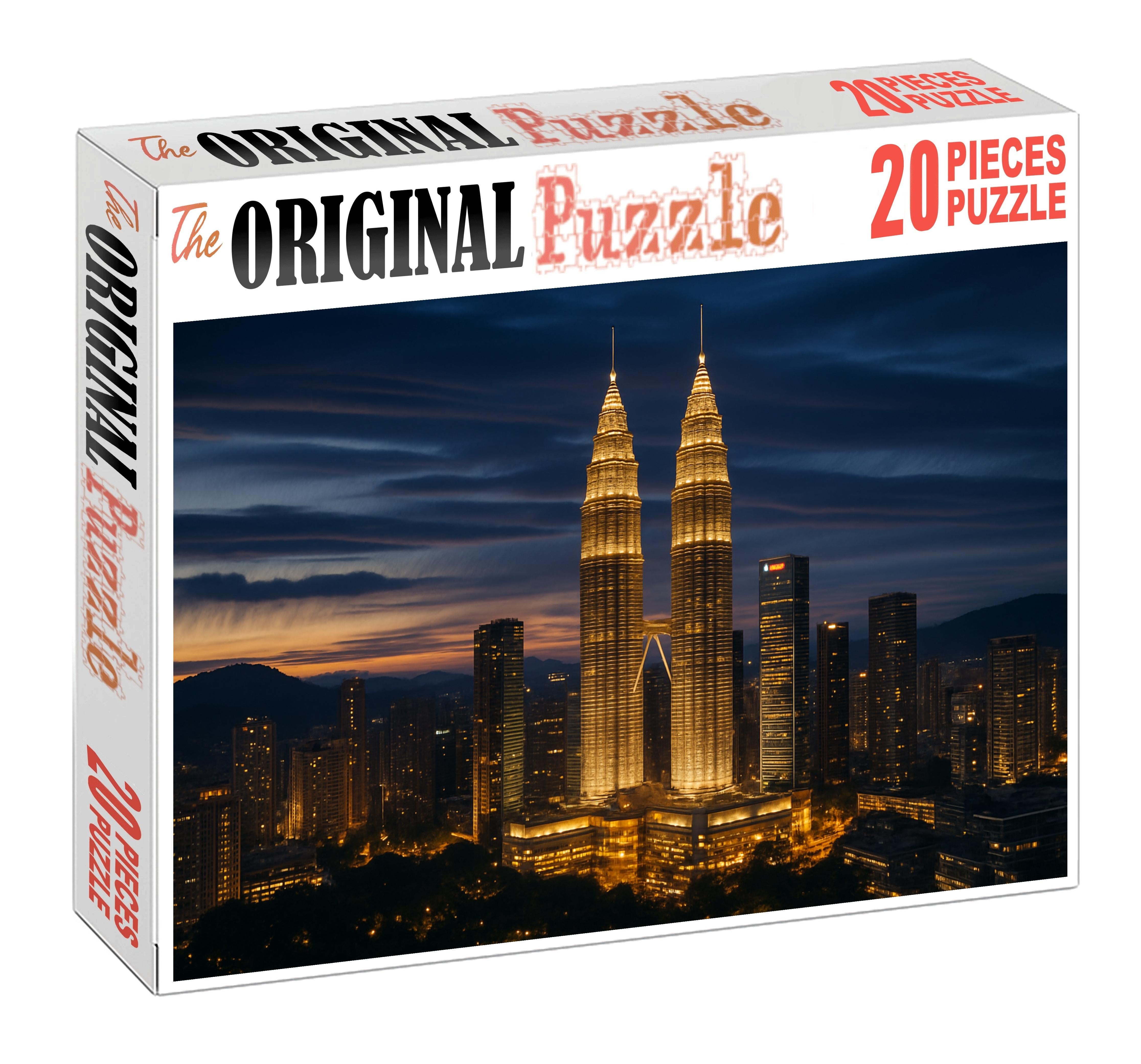 Kuala Lumpur Skyline Towering Petronas Twins And Rapid Development Mini Puzzle