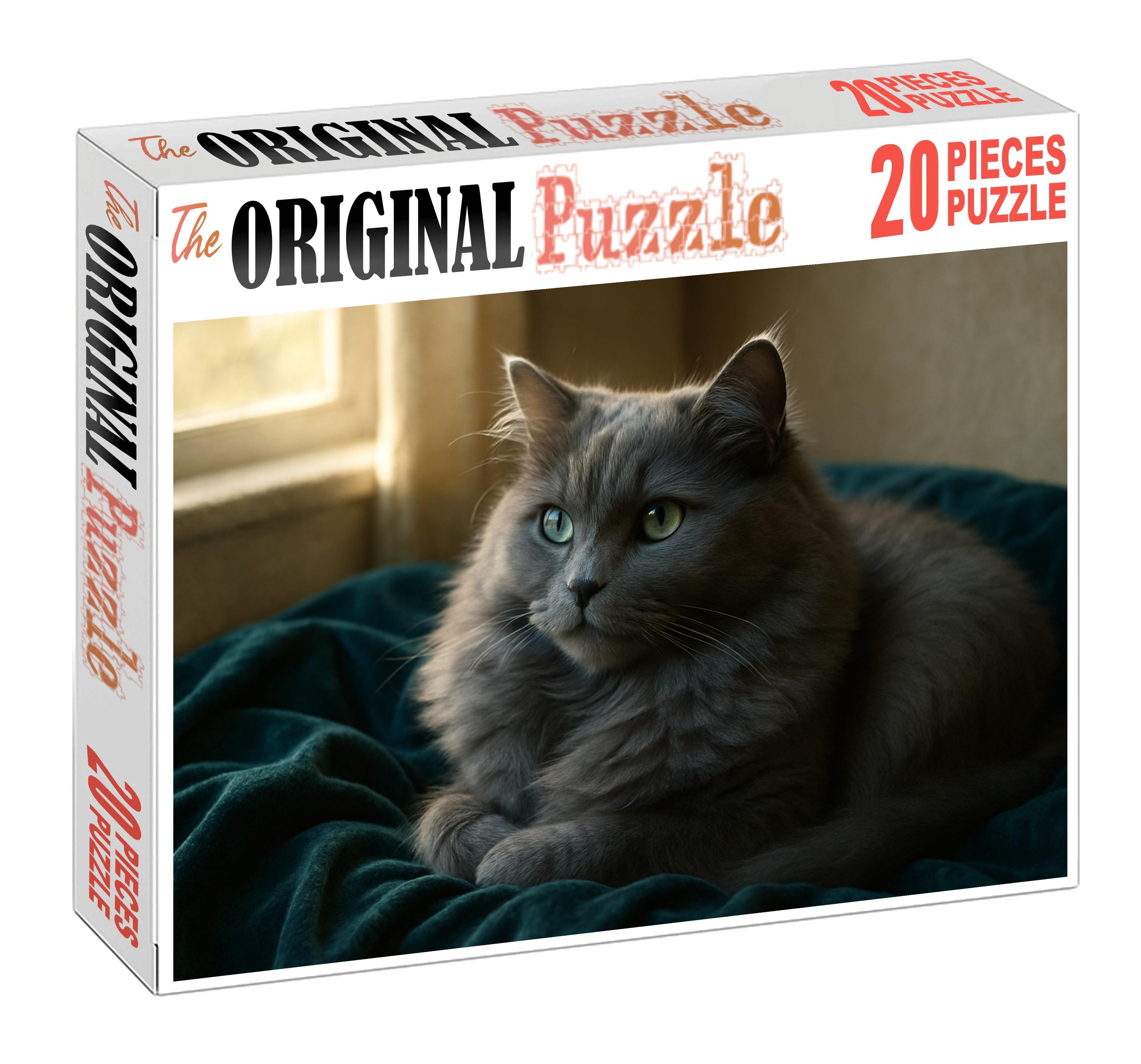 Opaline Mist Silky Blue-grey Longhair With Gentle Disposition Puzzle Fun