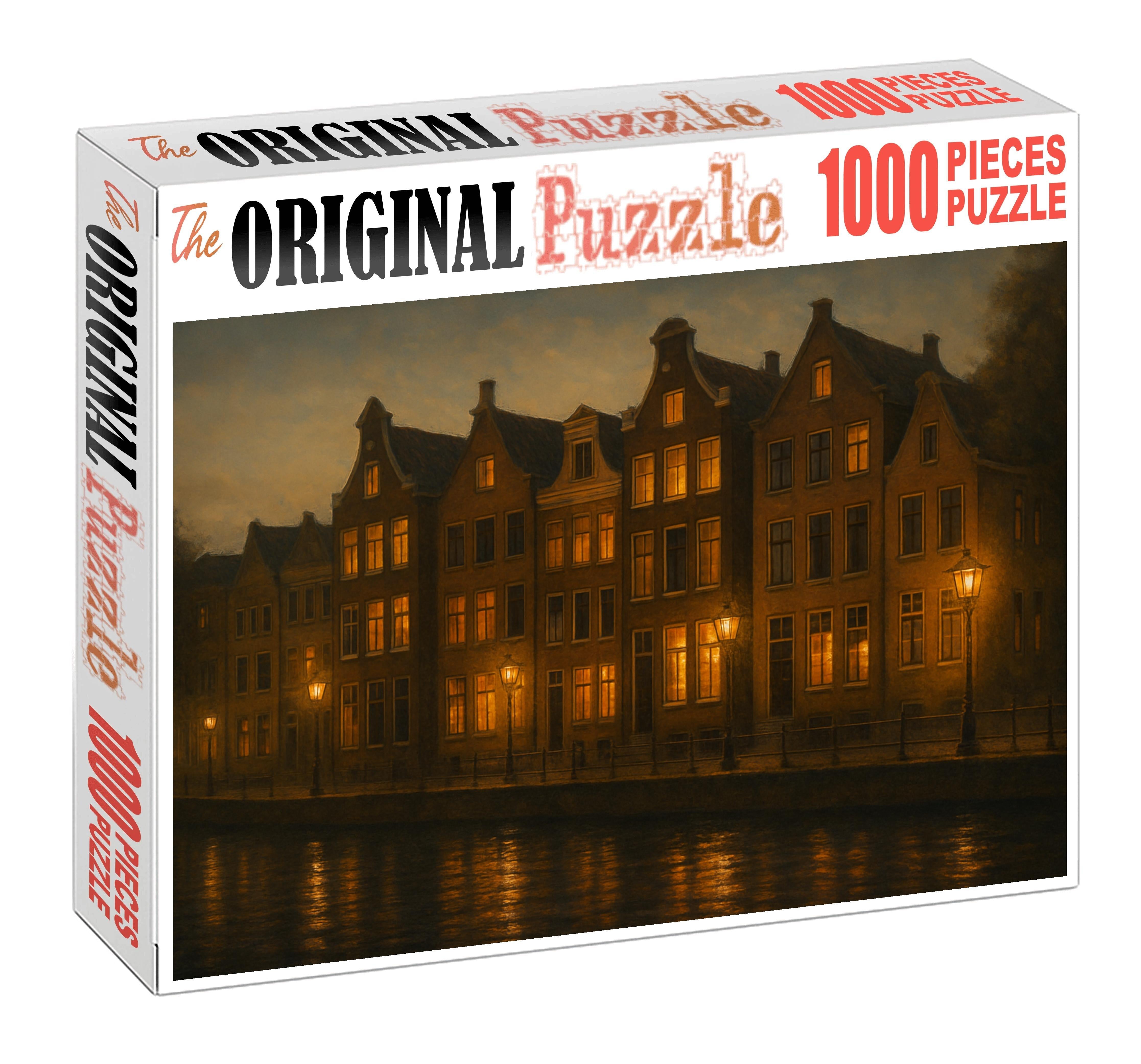 Amsterdam Canal Belt Skyline Historic Gabled Facades And Modern Low-rise Complements Along Iconic Waterways Puzzle Challenge
