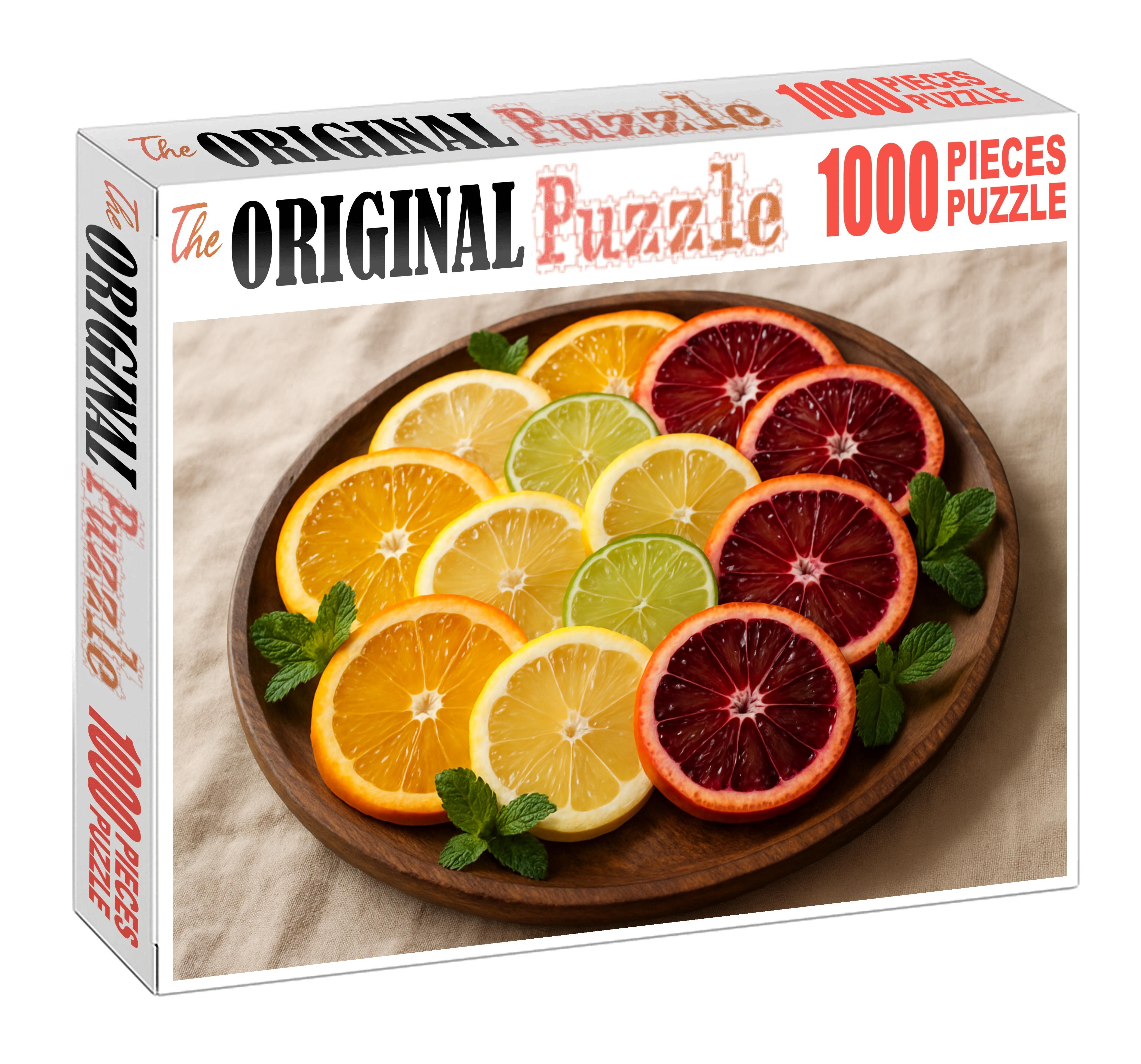 Citrus Symphony Layered Citrus Wheels With Mint Sprigs Large Format Puzzle